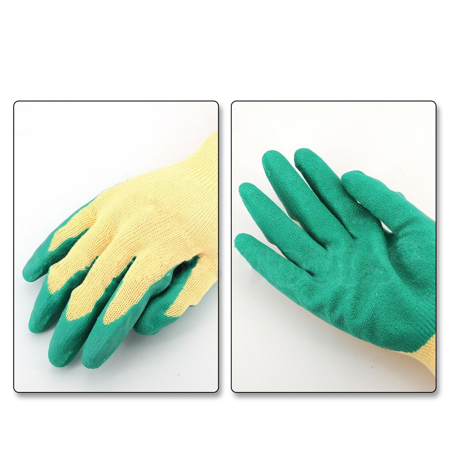 12 Pairs Non Slip Heavy Duty Rubber Coated Cotton Knit Work Gloves