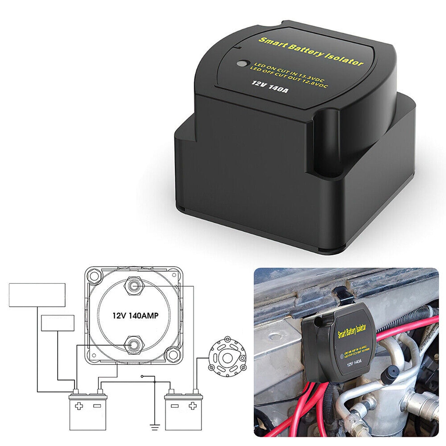 12V Dual Battery Smart Isolator System with Voltage Sensitive Relay
