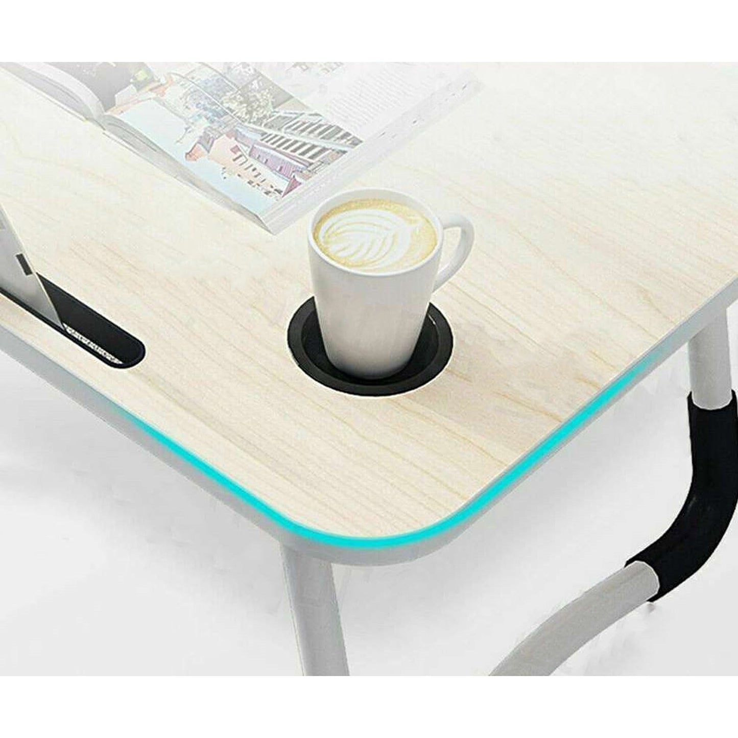Adjustable Laptop Stand Portable Desk for Bed with Cup Holder