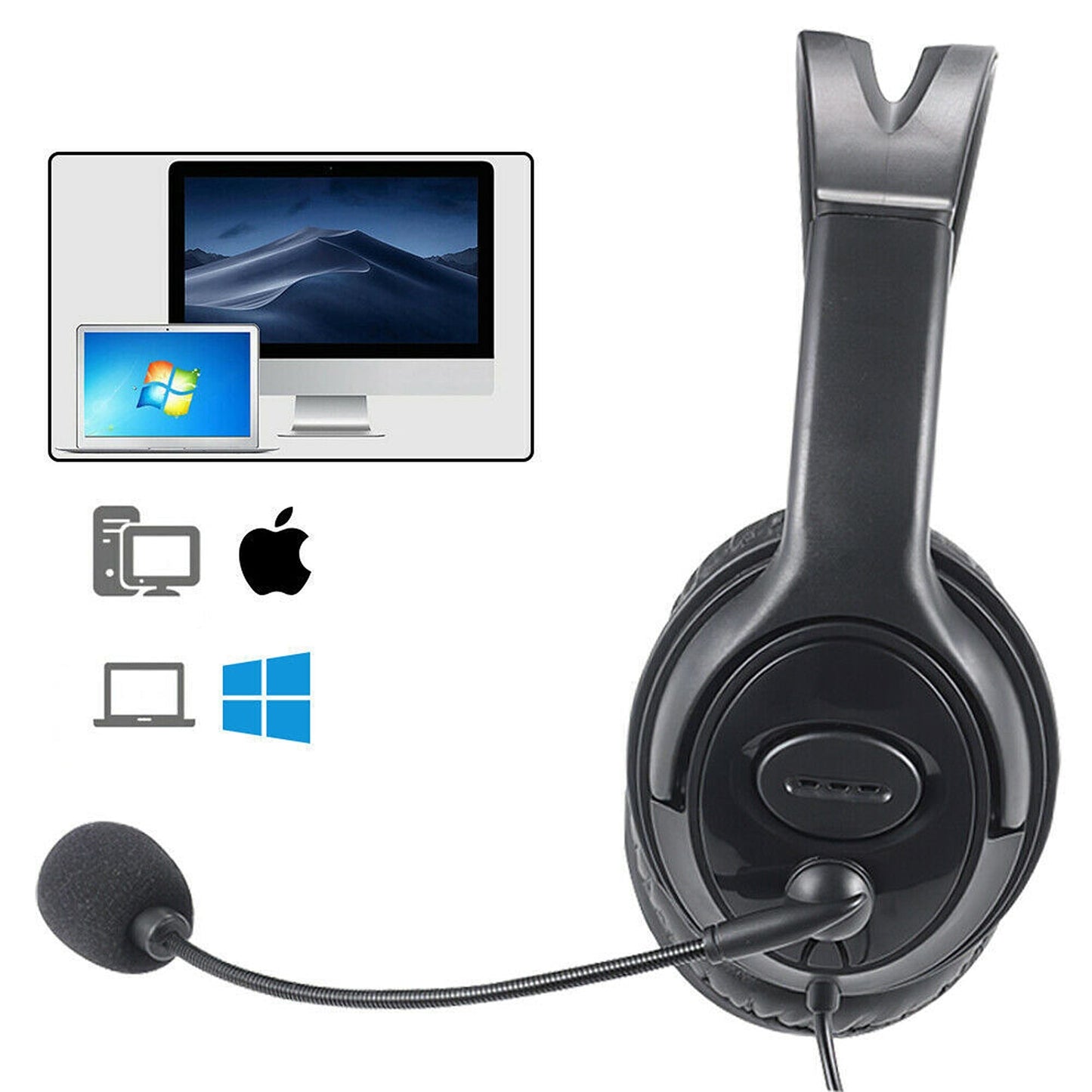 USB Wired Headset with Noise Cancelling Microphone for PC and Laptop