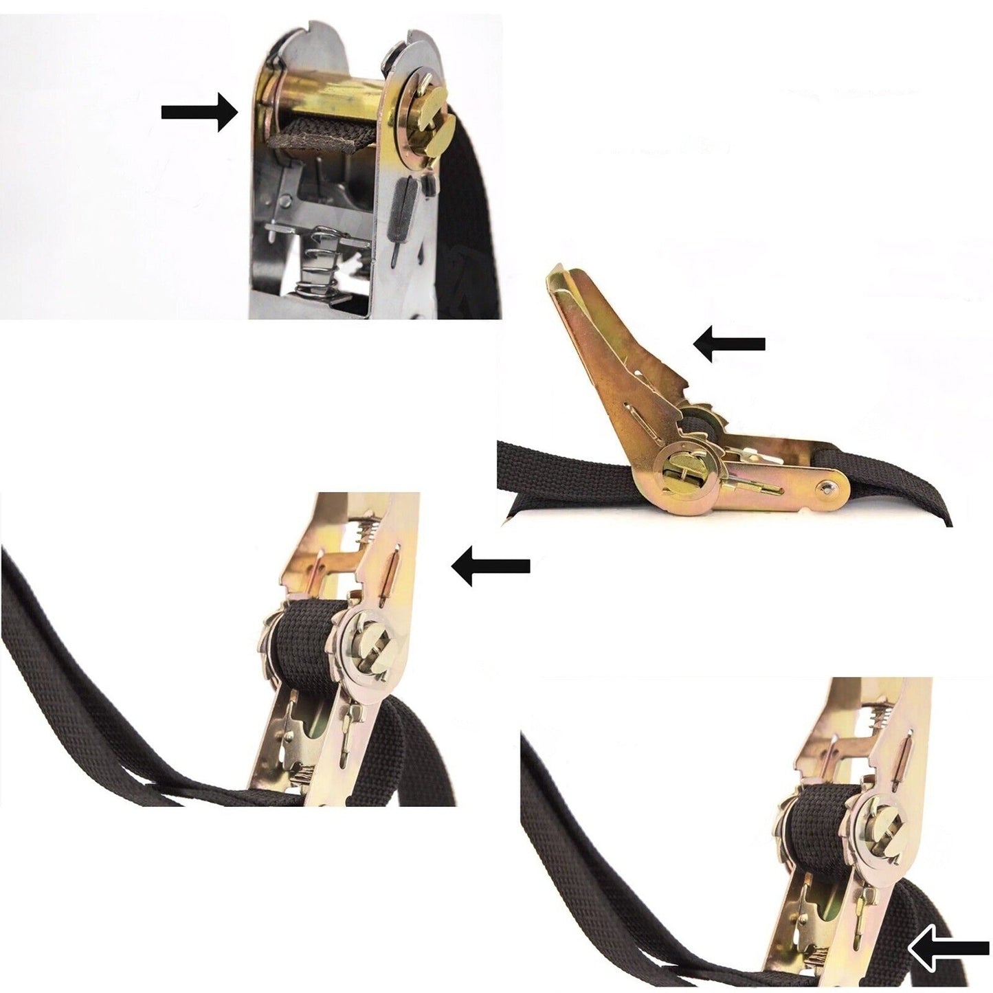 4pcs Polyester Webbing Ratchet Tie Down Strap for Roof Rack Cargo Trailer