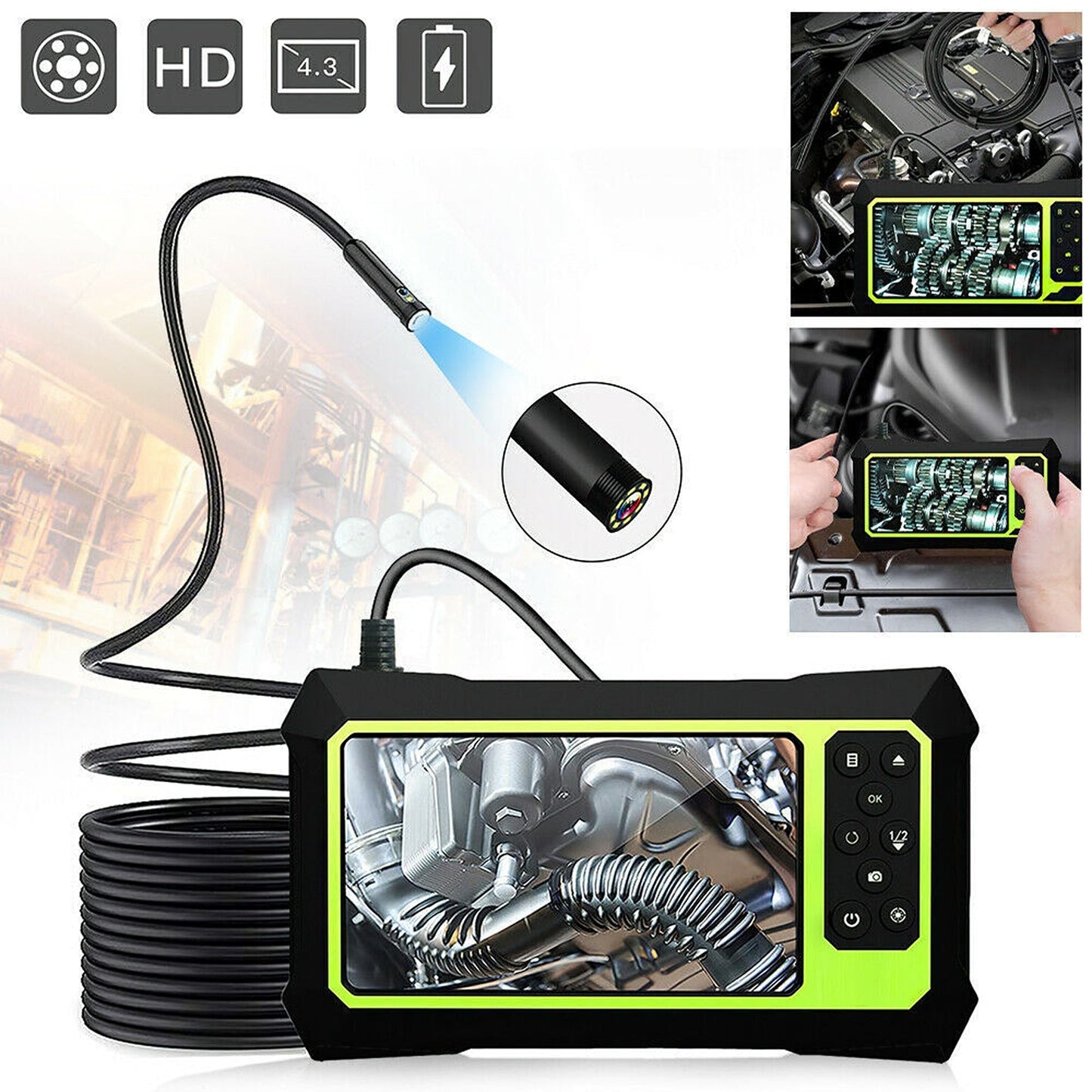 Industrial Borescope Inspection Camera with 4.3in HD Screen 1080P
