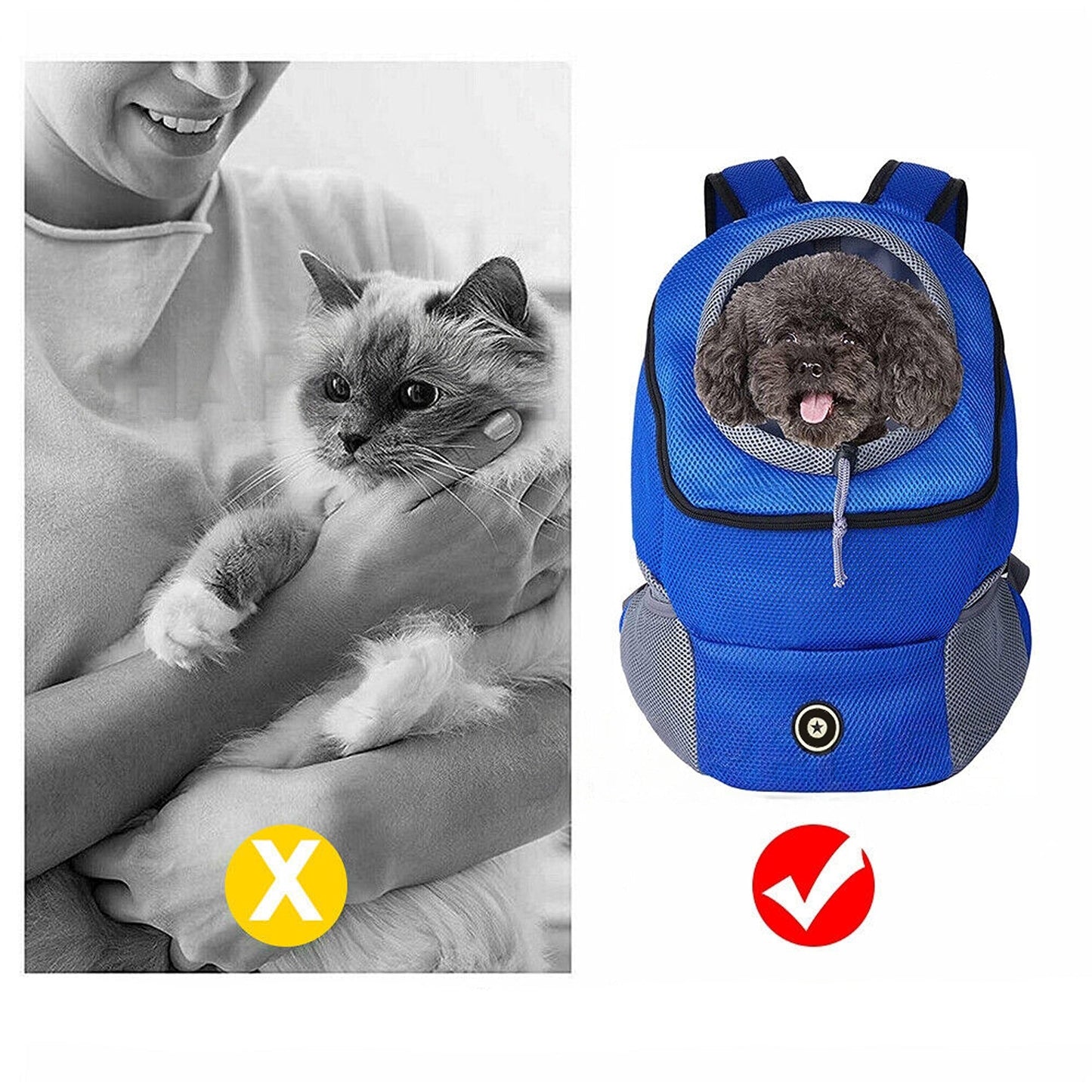 Blue Mesh Travel Pet Backpack Dog Carrier Shoulder Bag