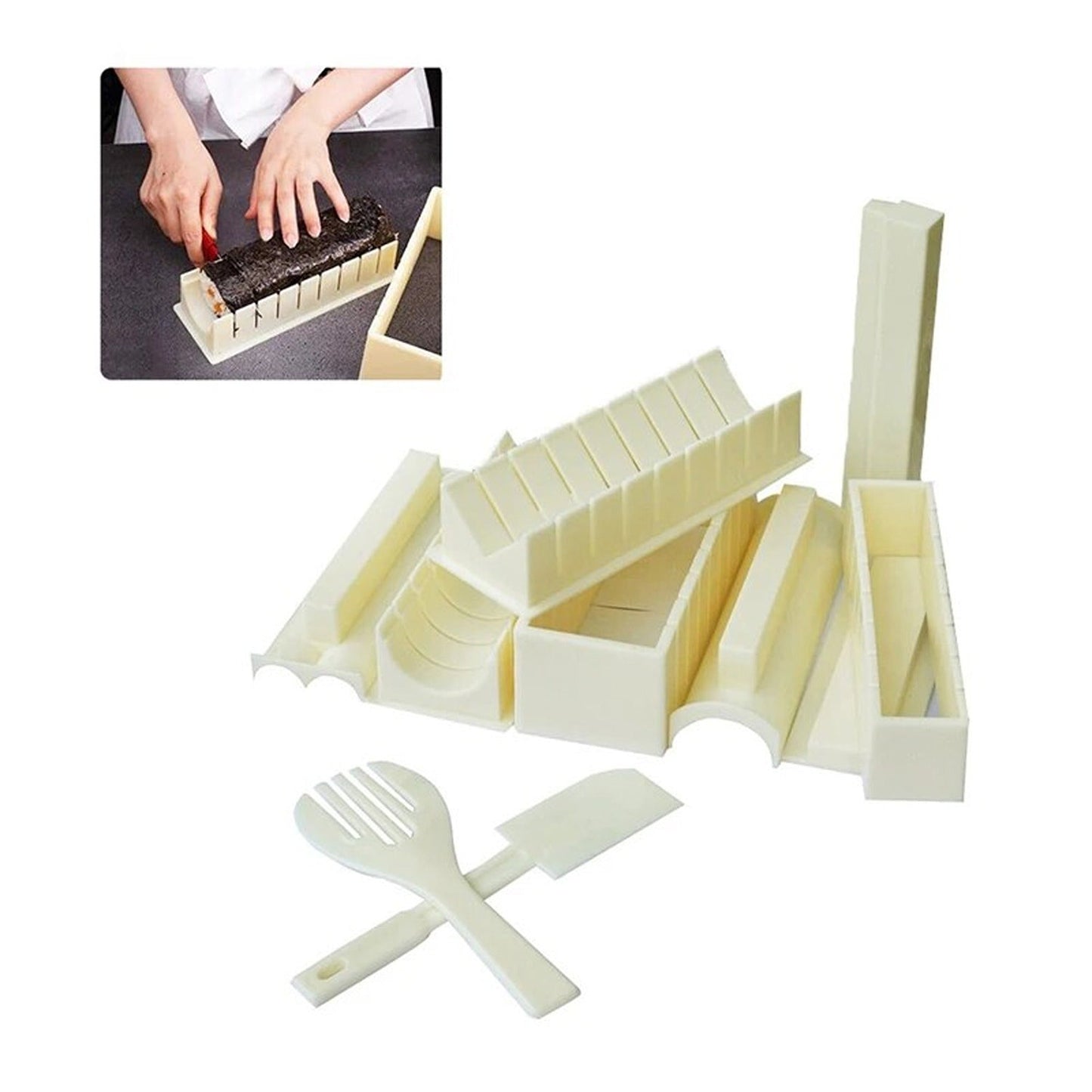 DIY Sushi Making Kit with Rice Roller Mold for Beginners Kitchen Set
