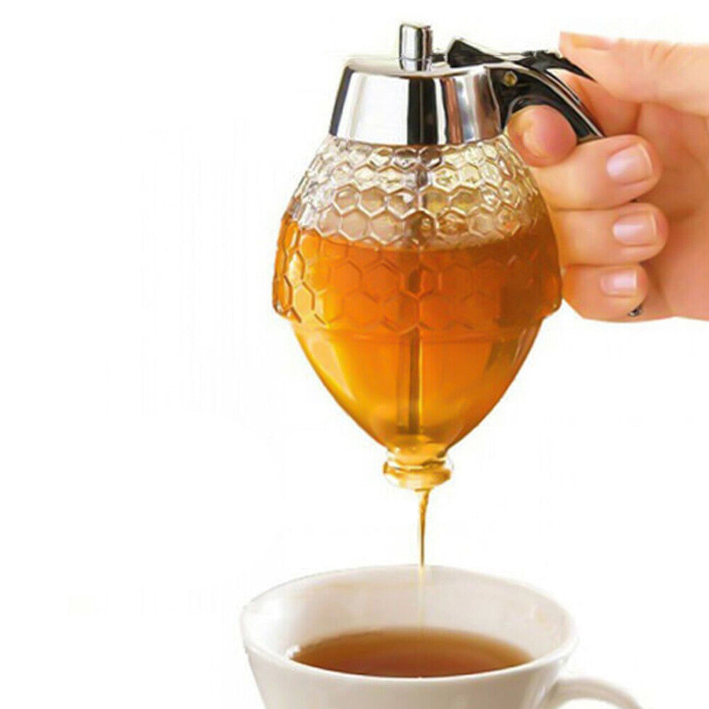 Trigger Release Honey Dispenser with Stand Kitchen Storage Pot