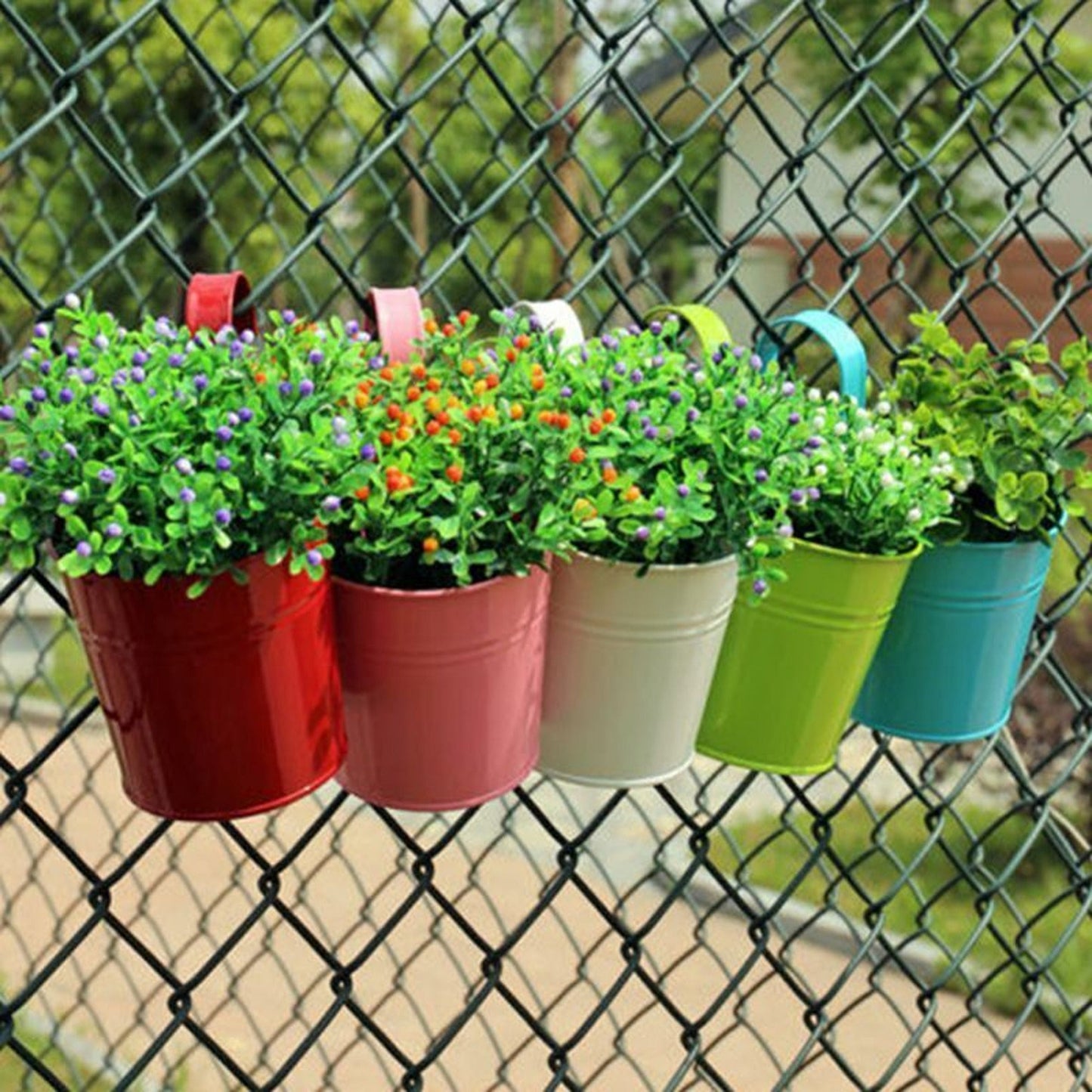 10pcs Iron Hanging Flower Pots with Detachable Hooks for Balcony Garden