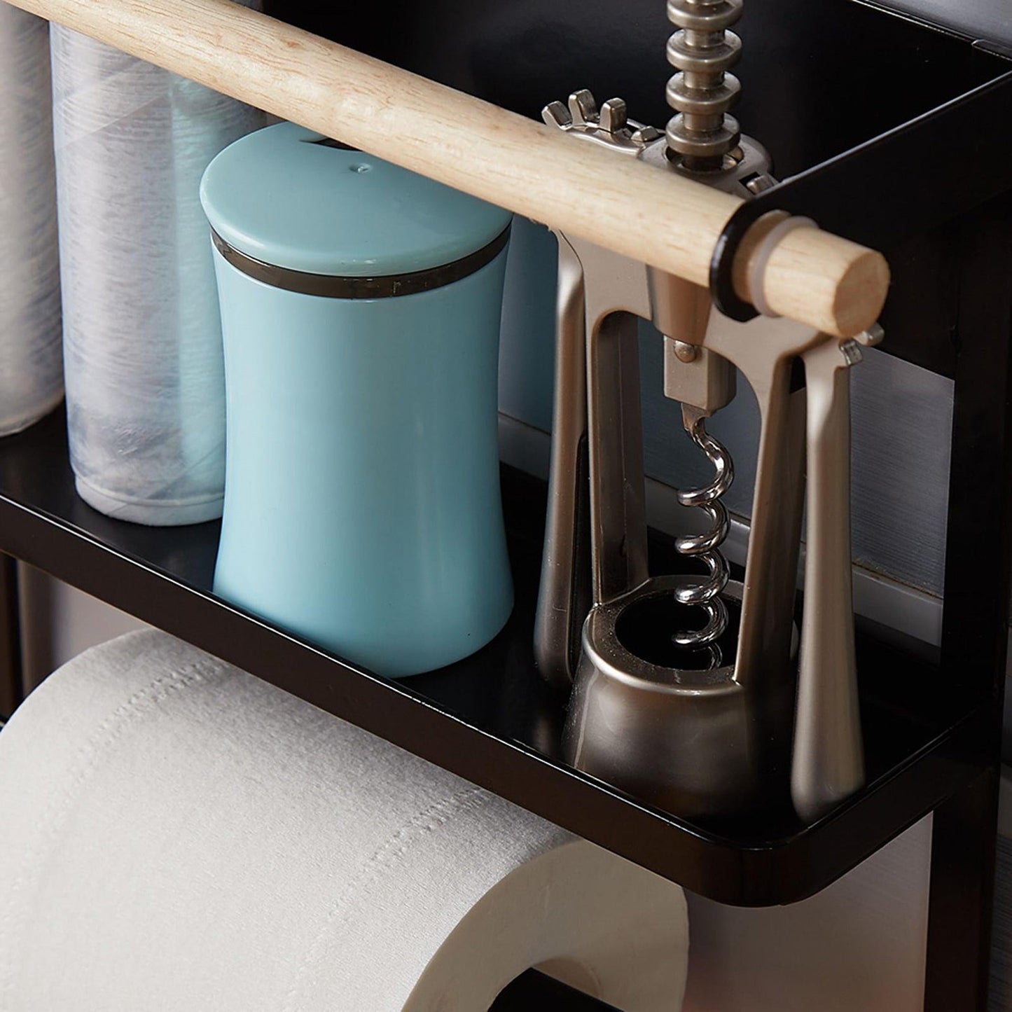 Magnetic Refrigerator Storage Rack with Hooks and Towel Holder