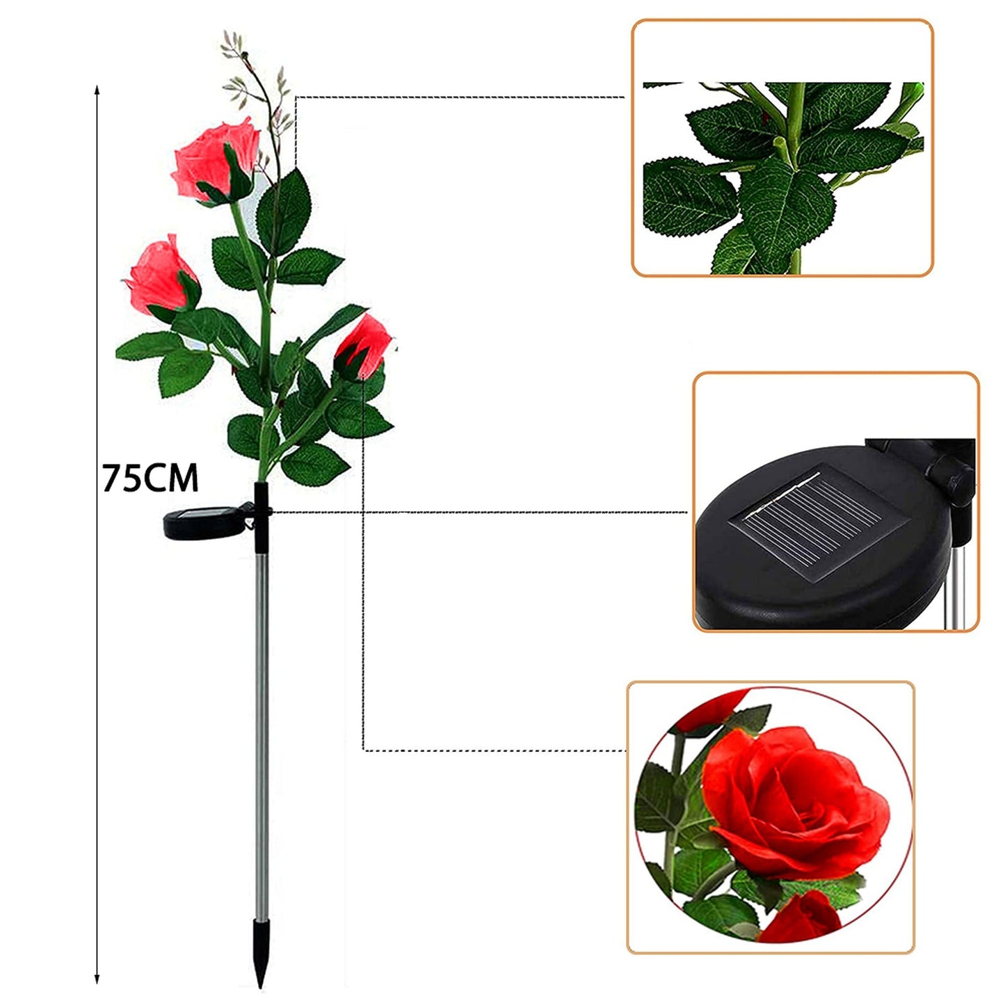 Solar Powered Rose Flower Stake Lights for Garden Path Illumination