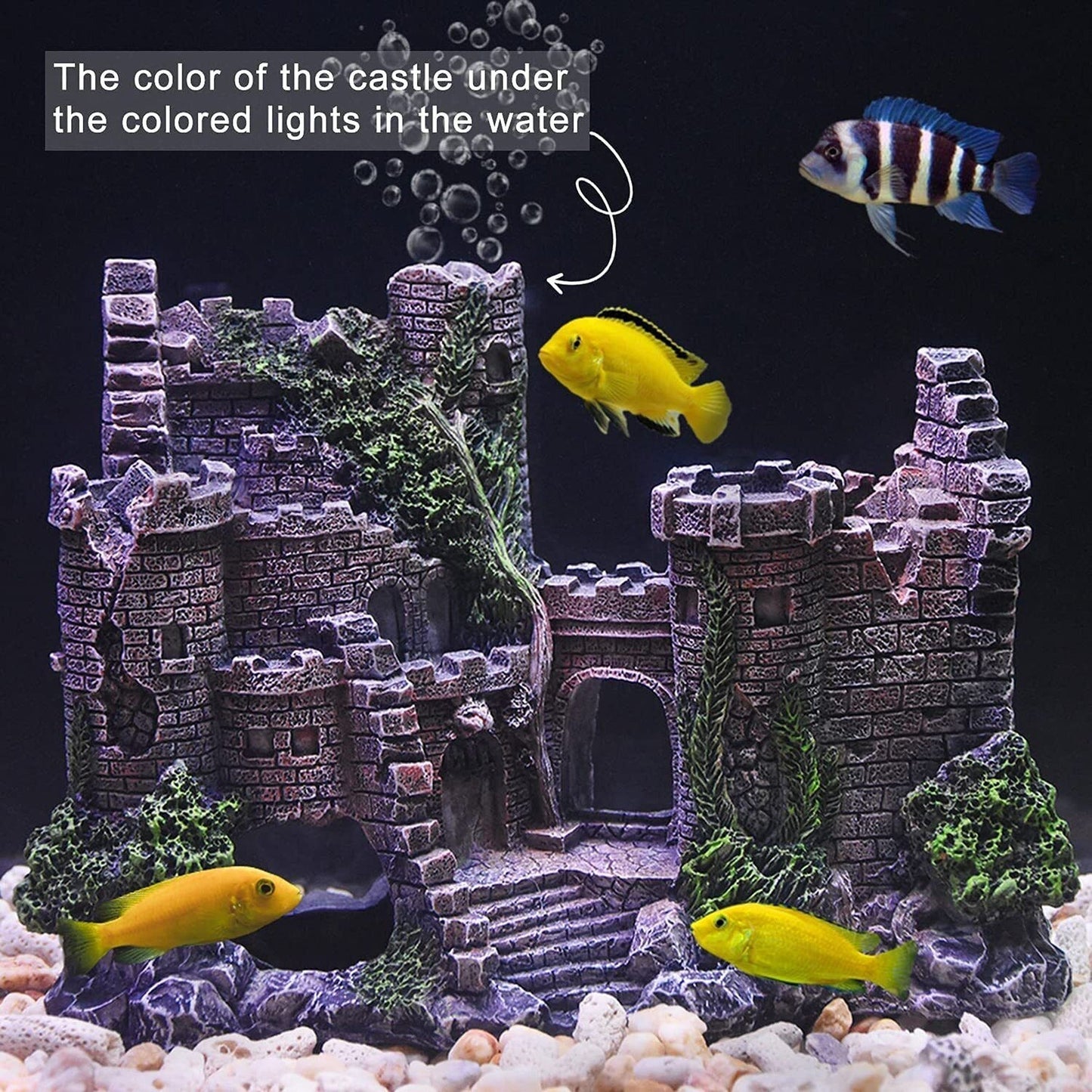 Resin Castle Tower Cave Aquarium Decor for Fish Tank Ornament