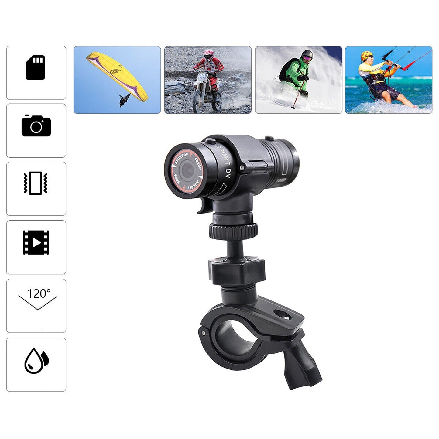 HD 1080P Action Sports Helmet Camera for Motorcycle and Bike Riding