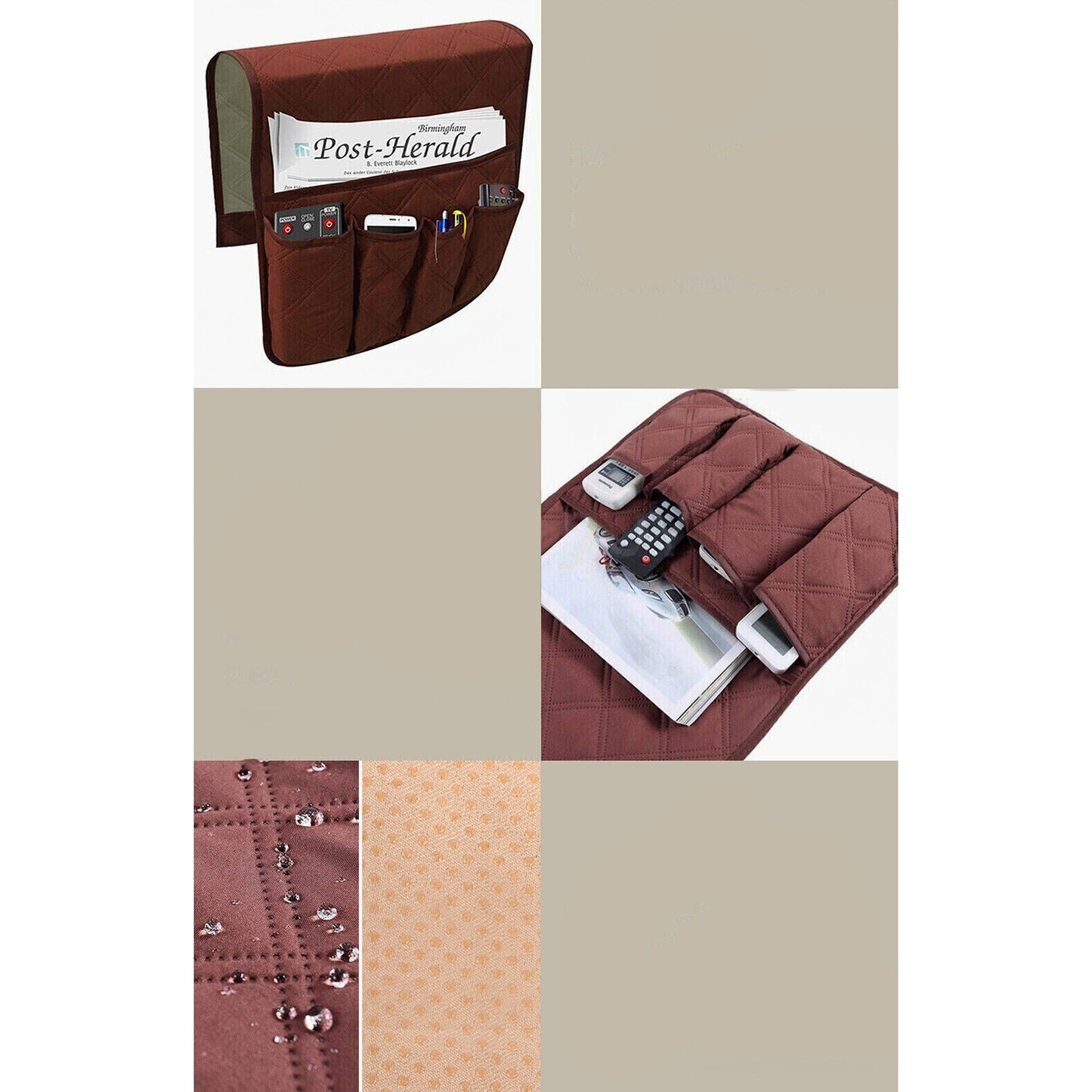 Armrest Organizer with 5 Pockets for Couch and Sofa Remote Storage
