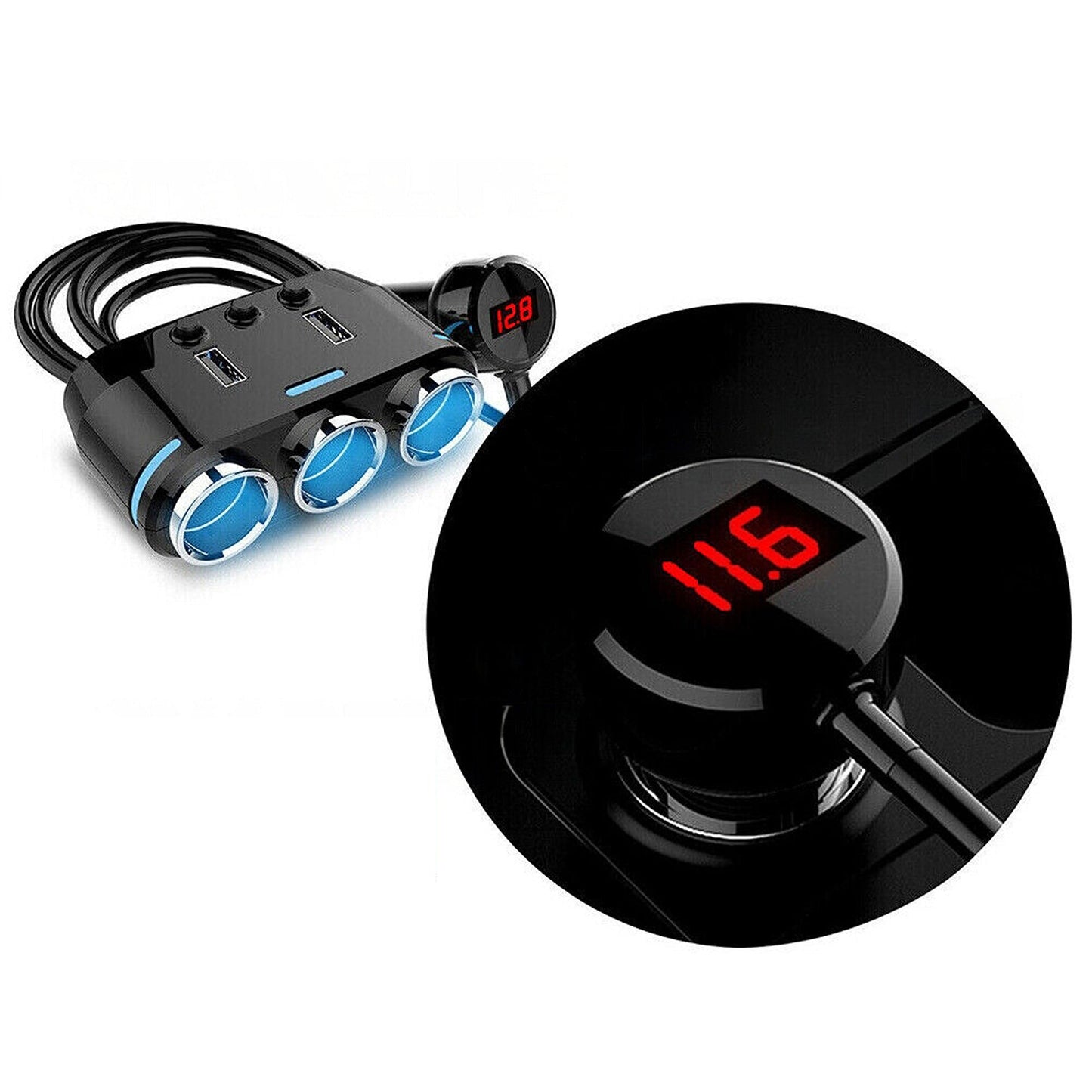 Dual USB Car Socket Splitter and Charger 12V Adapter