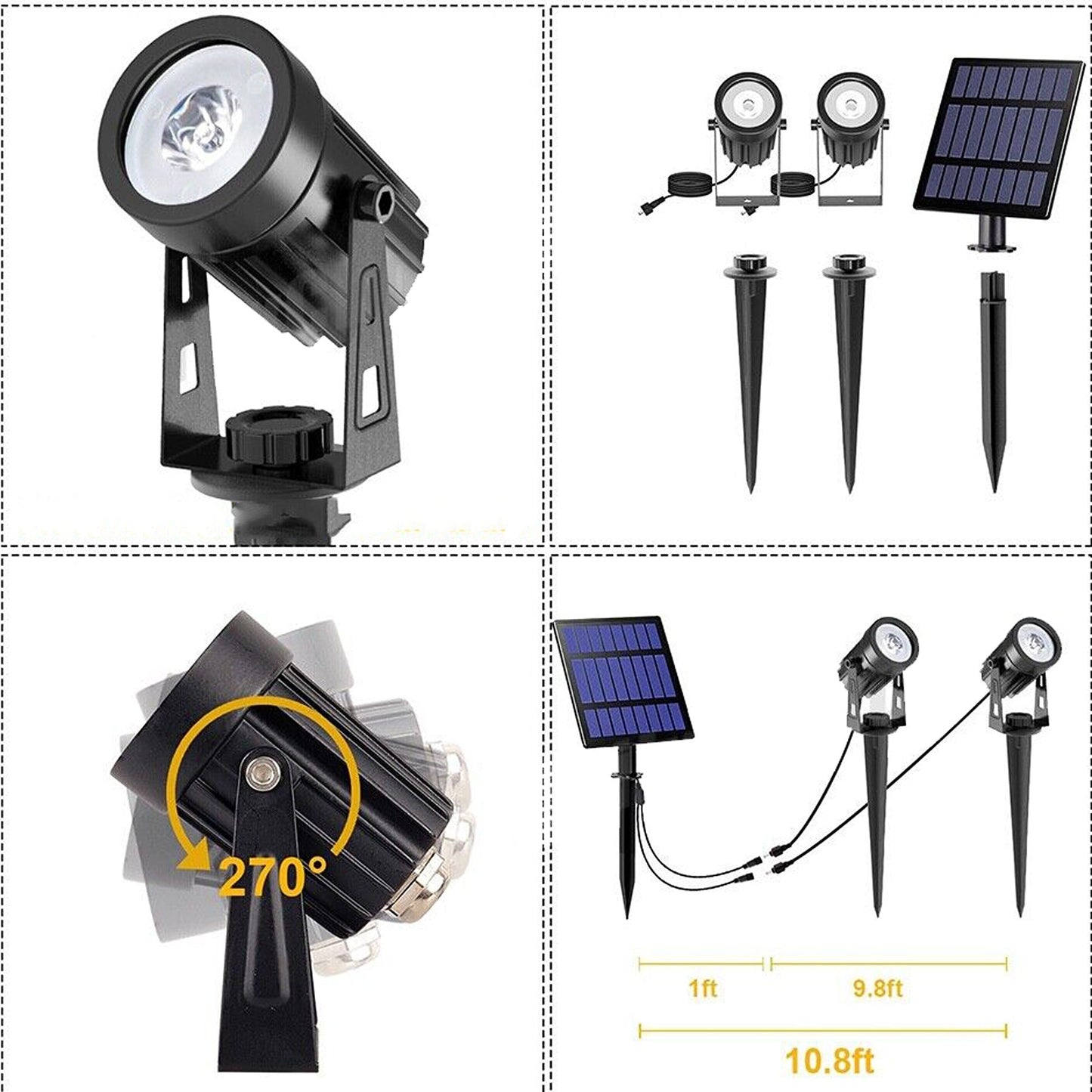 Outdoor Pathway Lawn and Fence Garden Spot Lights with Solar LED