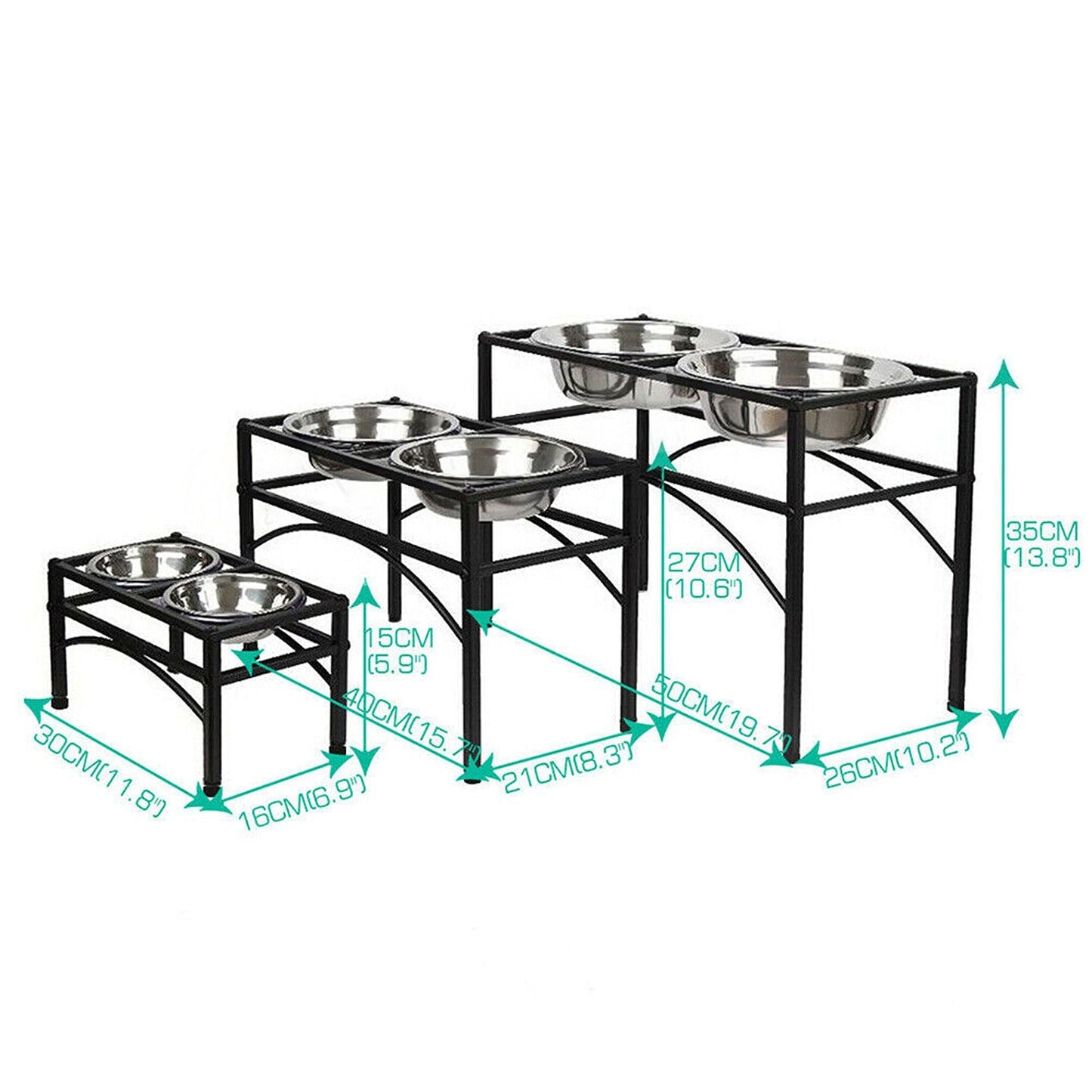 Raised Dual Pet Feeder with Stainless Steel Bowls for Dogs and Puppies
