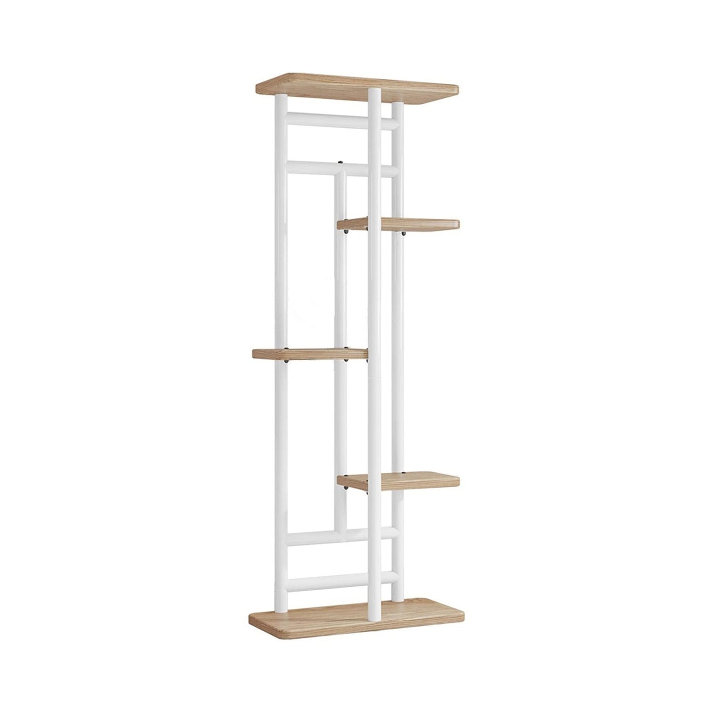 Multi-Tier Wooden Plant Display Rack for Indoor and Outdoor Use