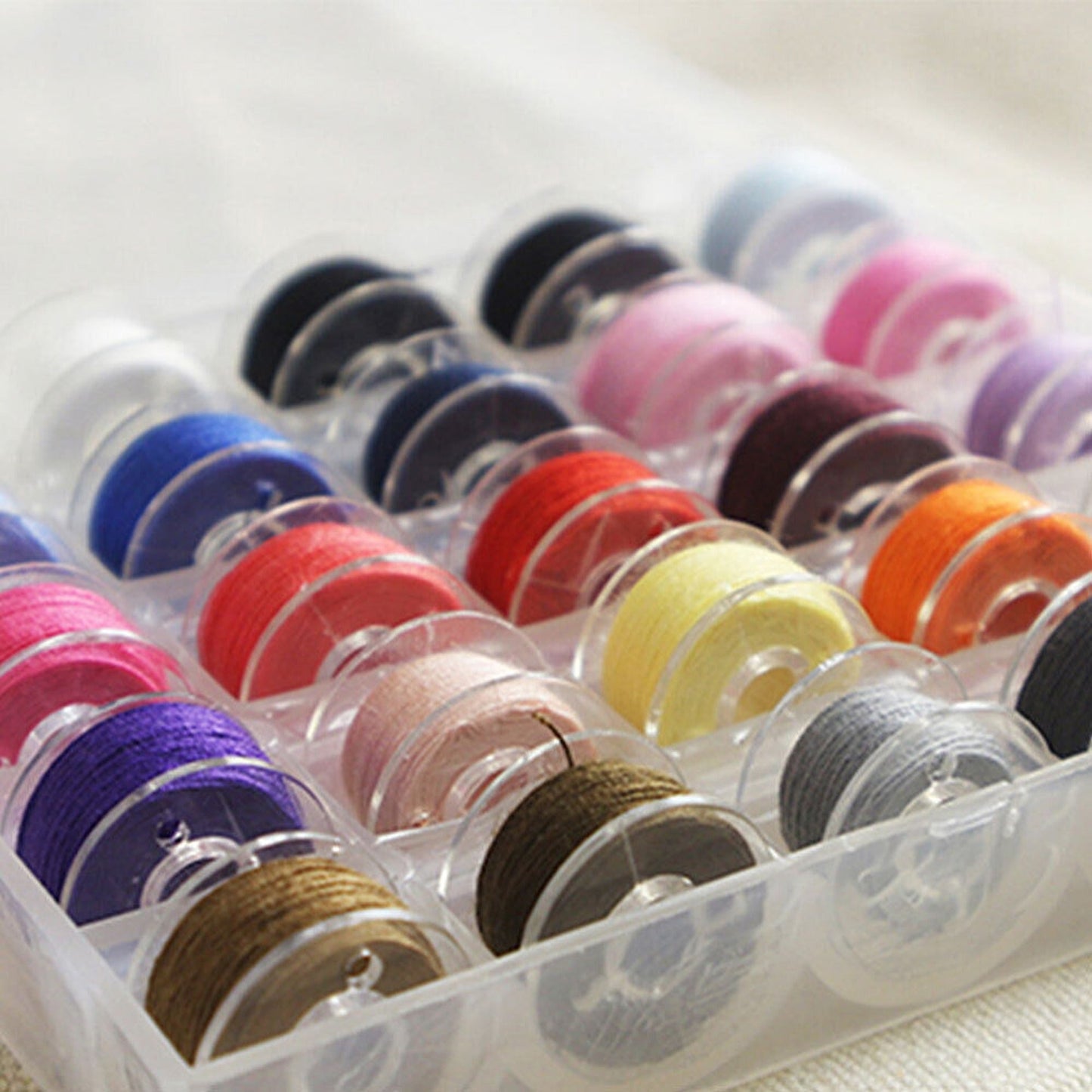 Clear Bobbin Storage Box for Sewing Machine Bobbins