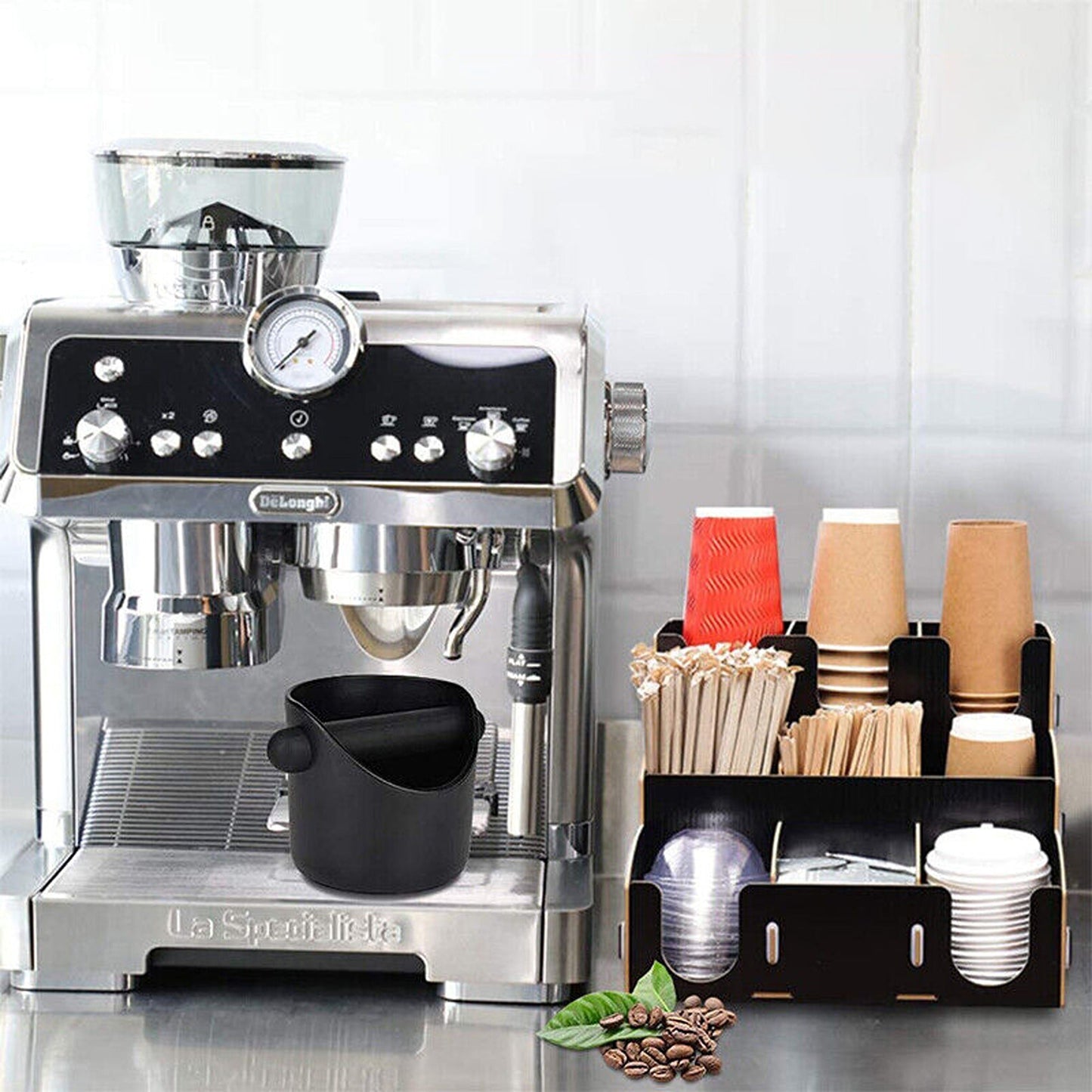 Coffee Grinds Knock Box Espresso Waste Bin with Tamper Tube