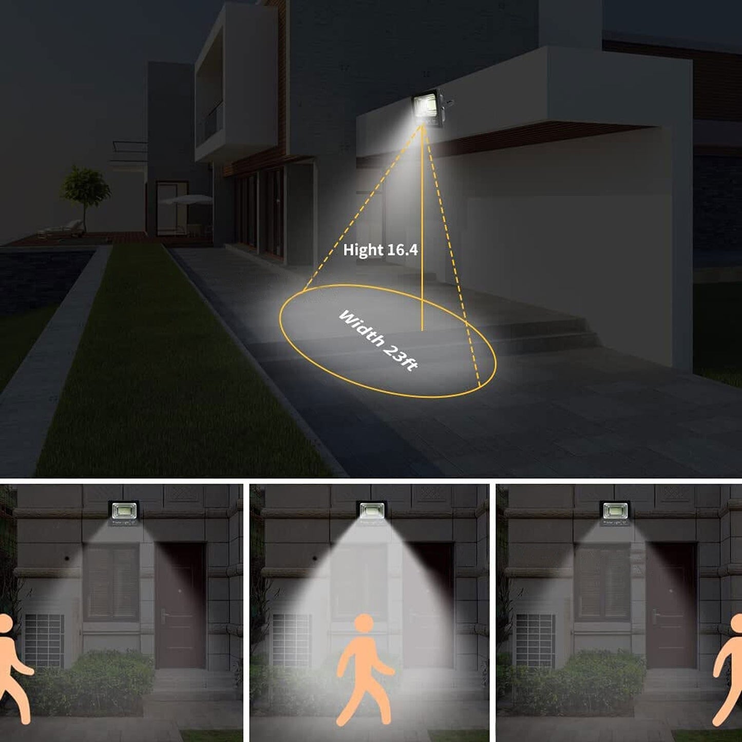 LED Solar Power Street Flood Light Outdoor Garden Security Sensor Remote