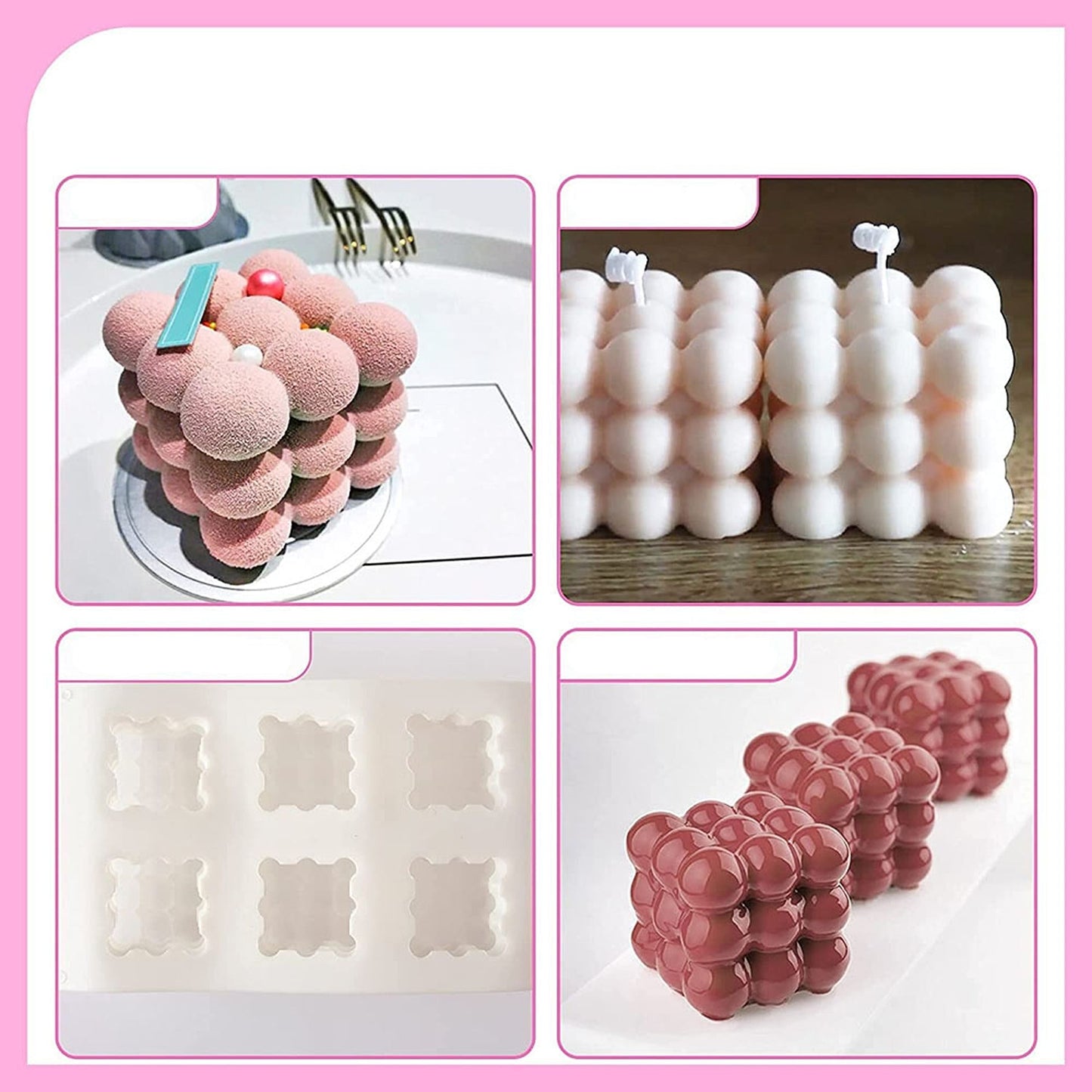 6 Cavity 3D Cube Candle Silicone Mould for Wax and Plaster