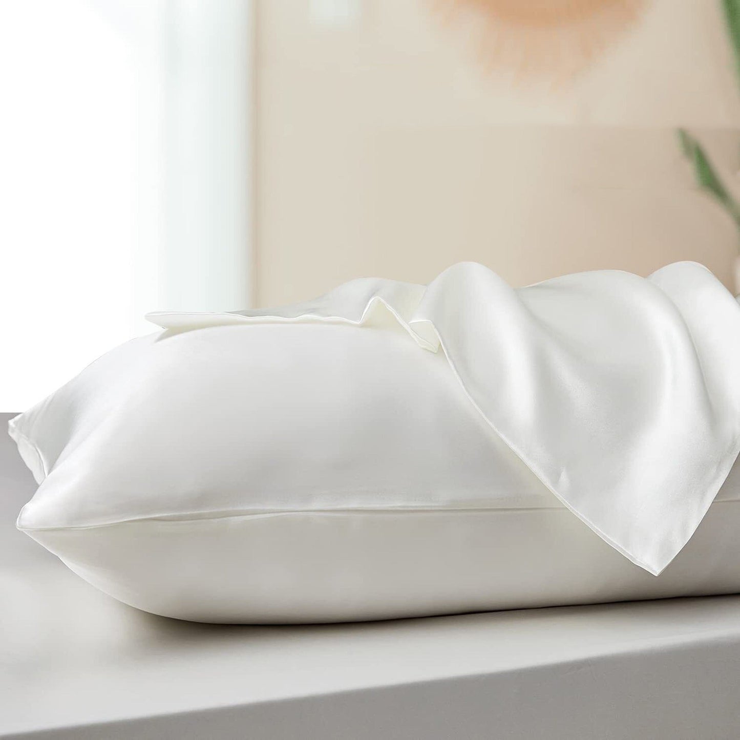 White Double Queen King Silk Satin Sheet Set Flat Fitted Sheet And Pillowcase