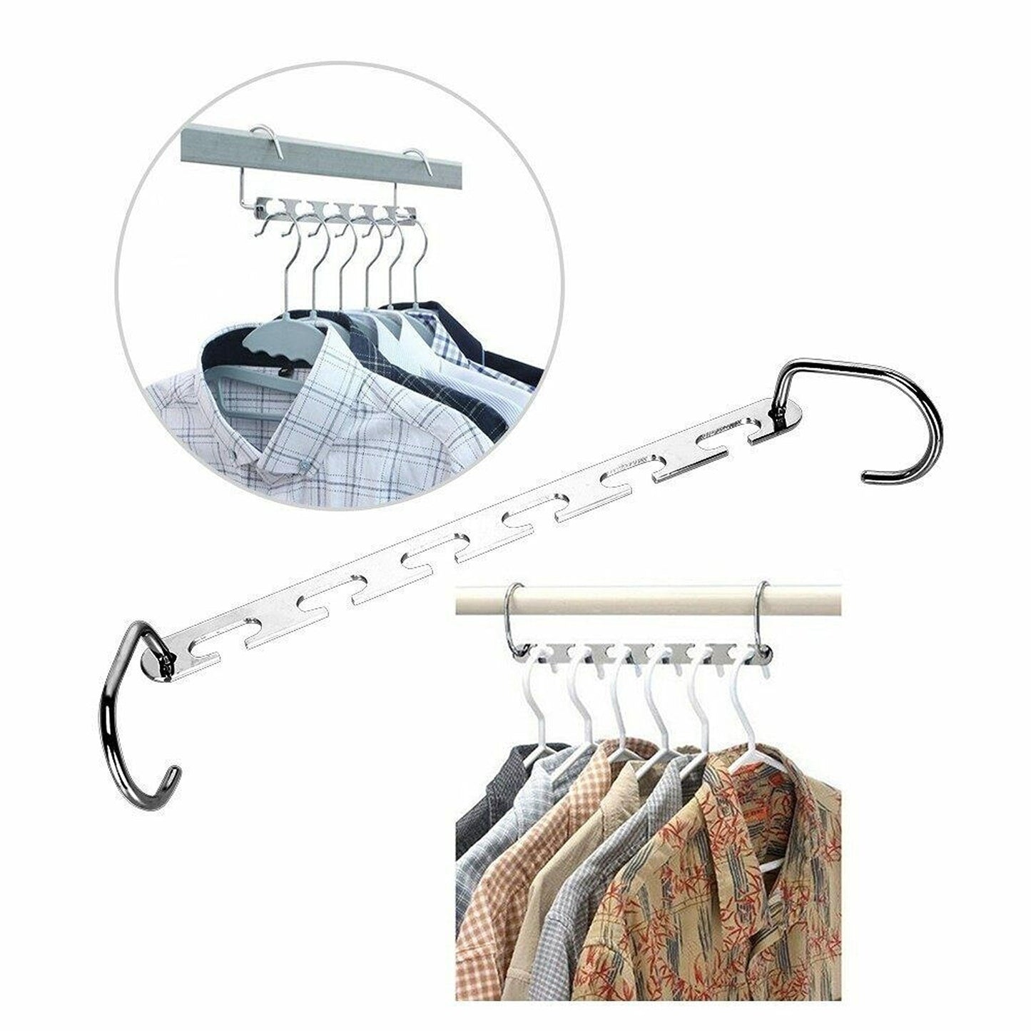 6pcs Multi-Function Metal Hook Space Saver Clothes Hangers
