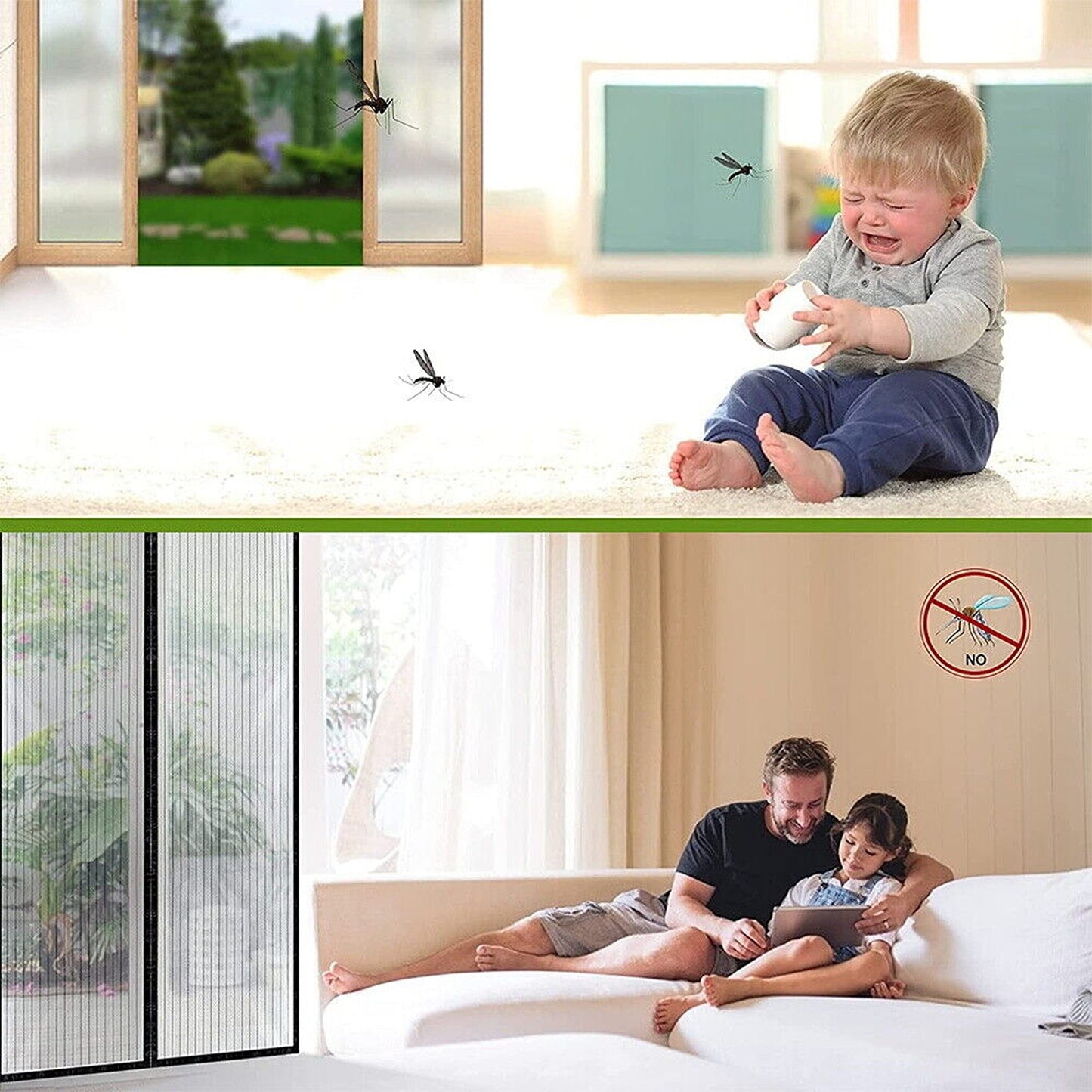 Hands-Free Instant Magnetic Mesh Screen Door for Pets and Bugs 2 Pack