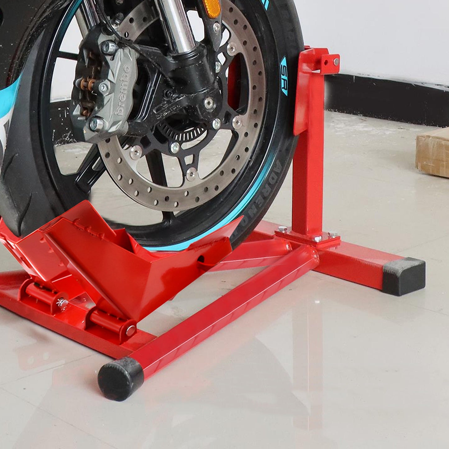Front Wheel Chock for Motorcycle Trailering and Storage Heavy-Duty