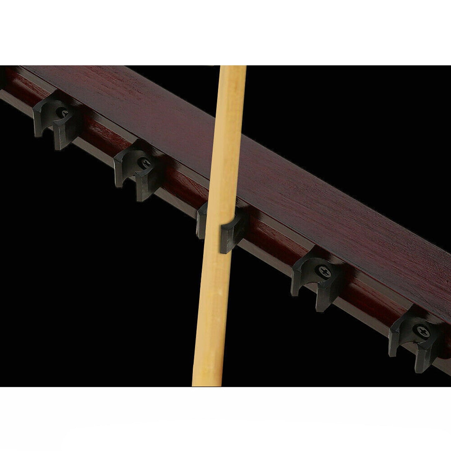 Wooden Billiard Cue Rack with 6-Clip Design