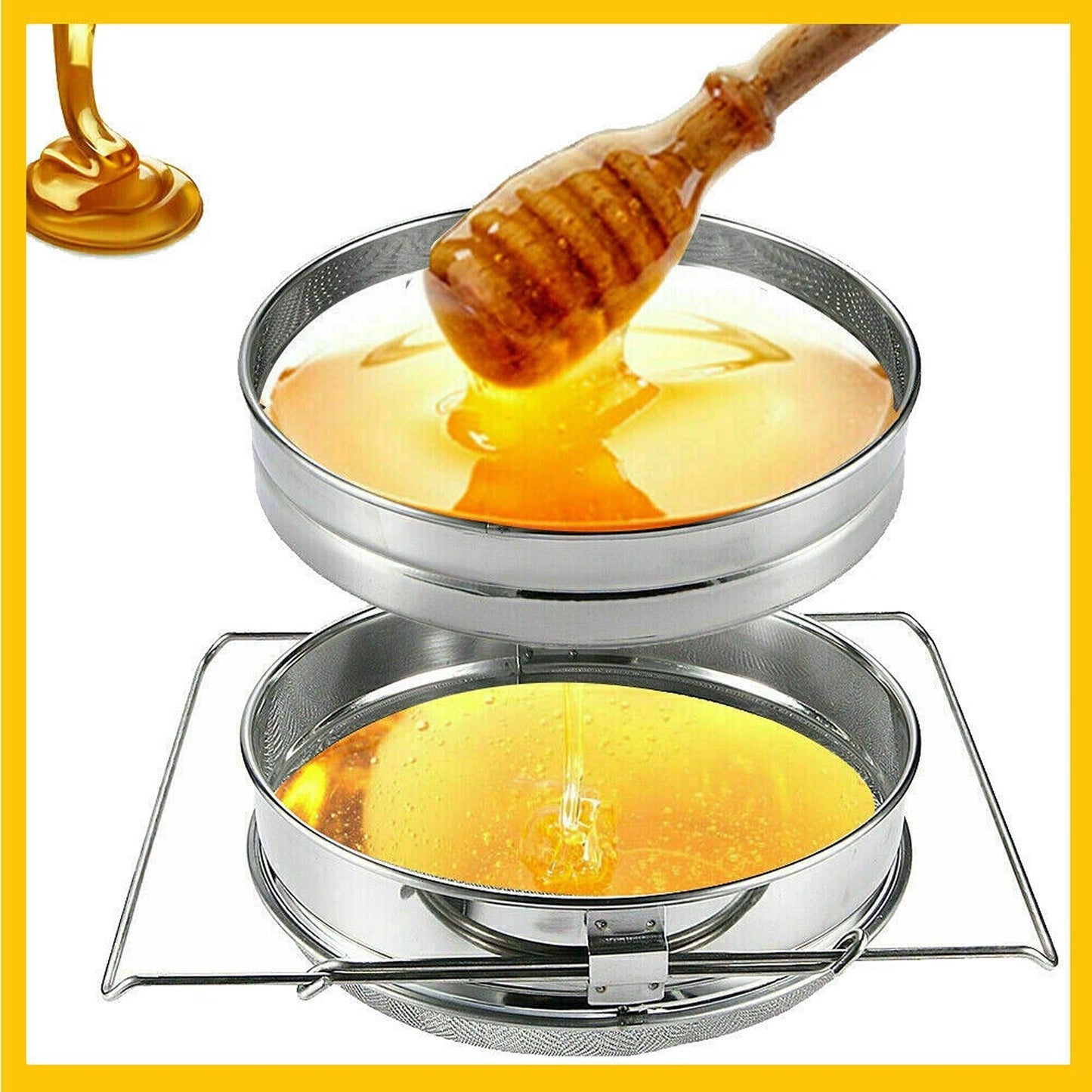 Stainless Steel Double Sieve Honey Strainer Beekeeping Equipment Kit