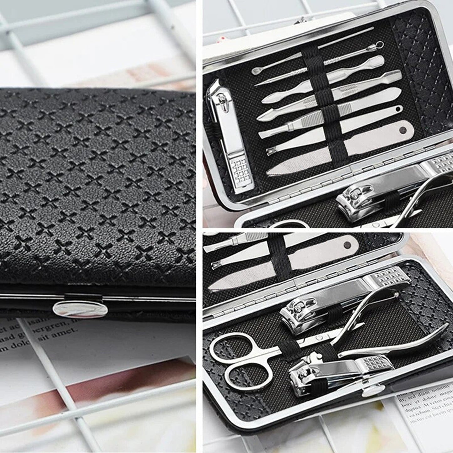 12pcs Manicure Pedicure Nail Clippers Set with Grooming Case