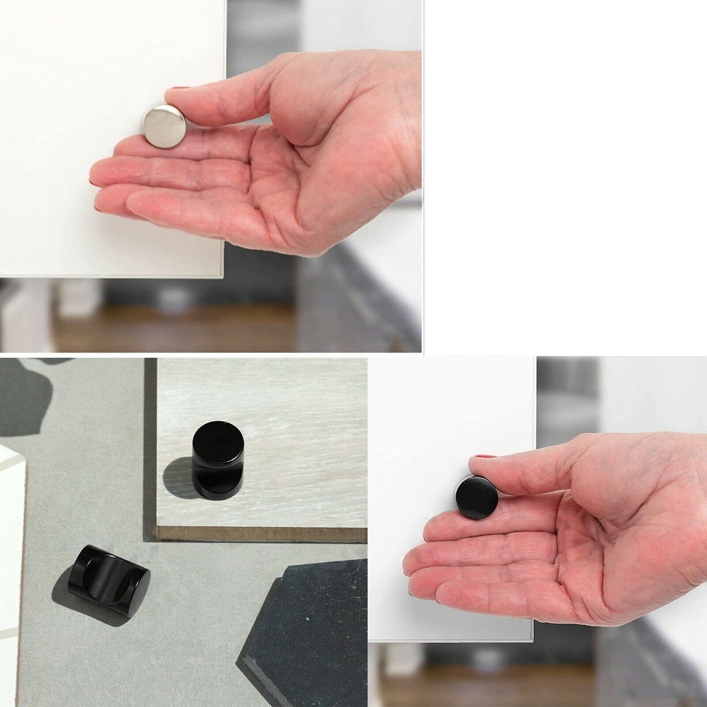 Smaller 15.8 x 23mm Black Notched Style Cabinet Drawer Handles Knobs
