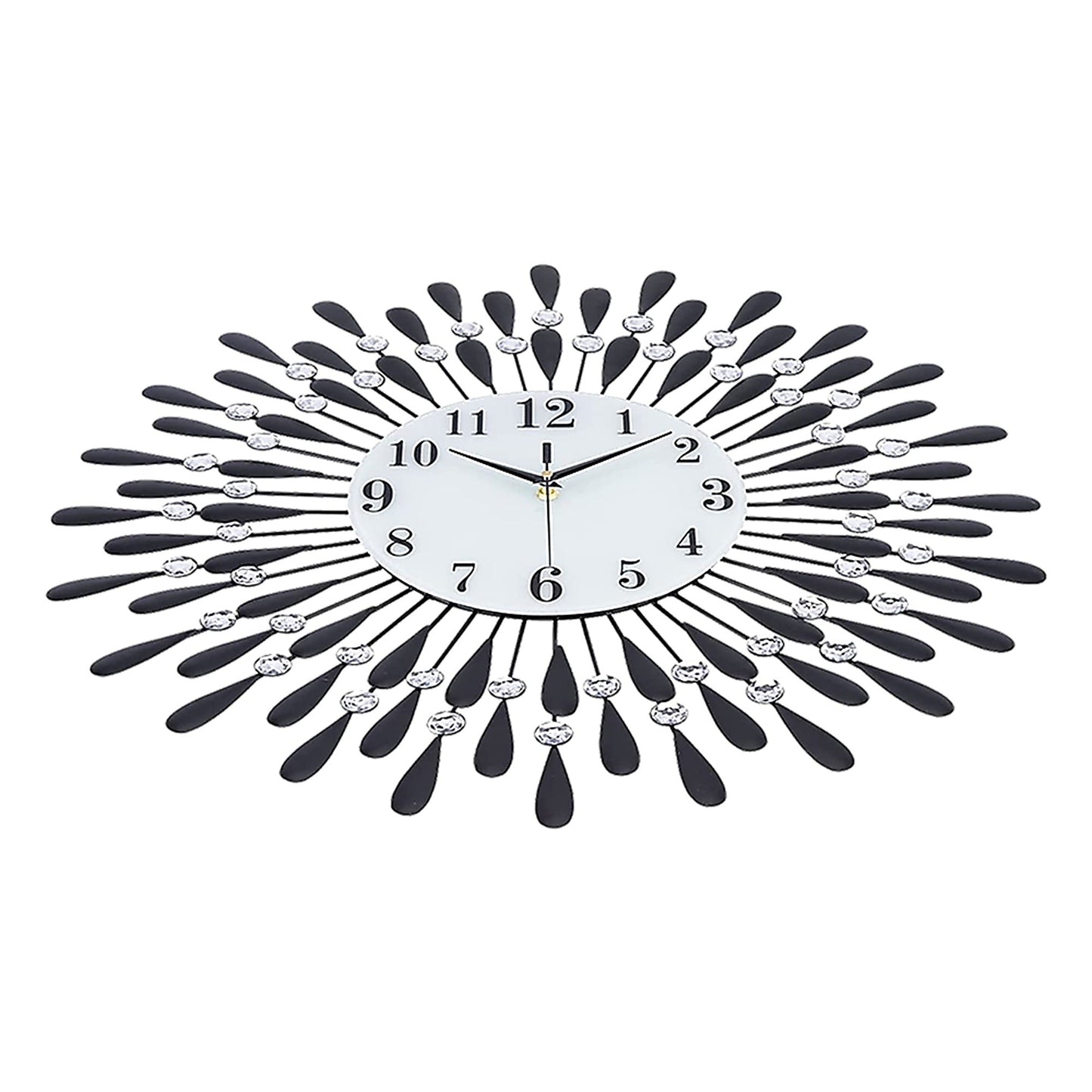 Luxury Modern 3D Crystal Wall Clock Large Art Metal Round Decor