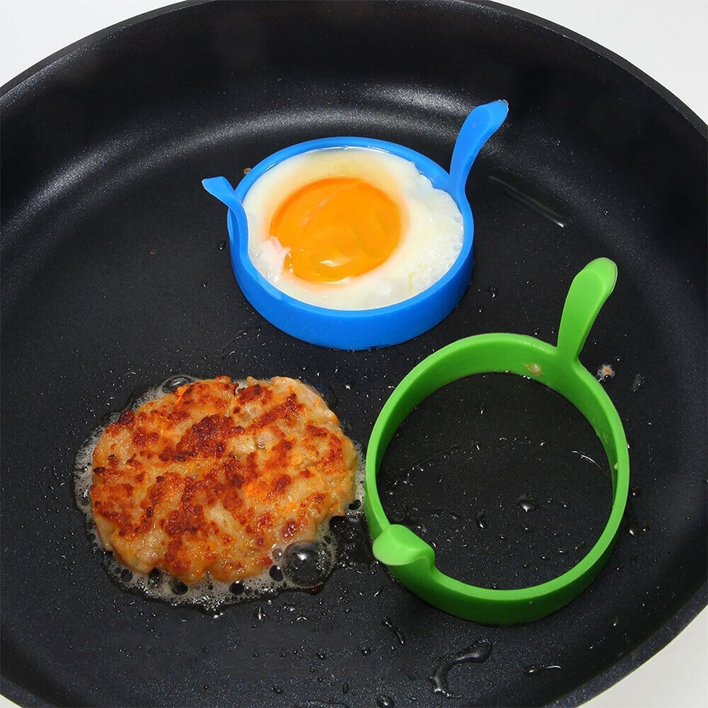 8pcs Non Stick Silicone Egg Rings Kitchen Baking Tool with Handles