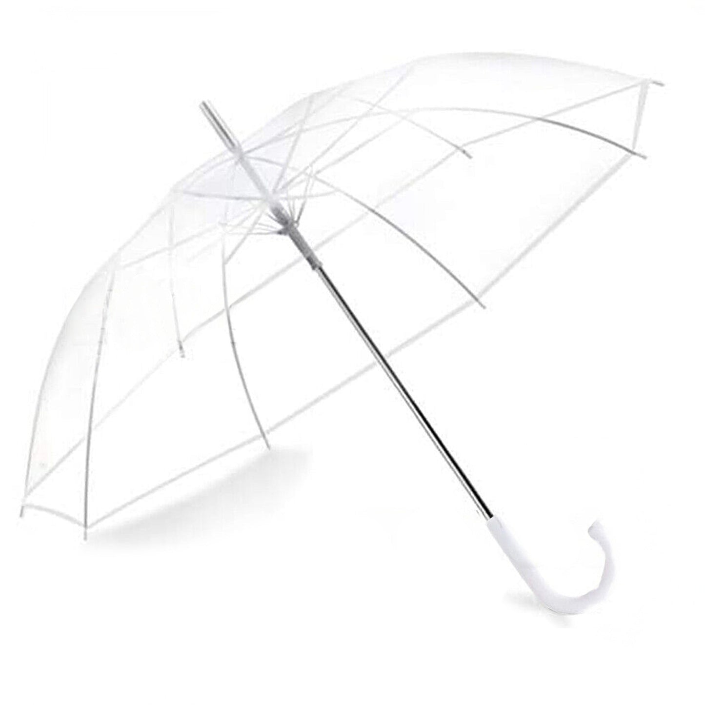 Transparent Dome Umbrella with Clear Handle Semi-Automatic Waterproof