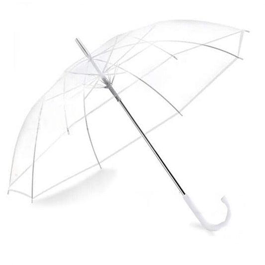 Transparent Dome Umbrella with Clear Handle Semi-Automatic Waterproof