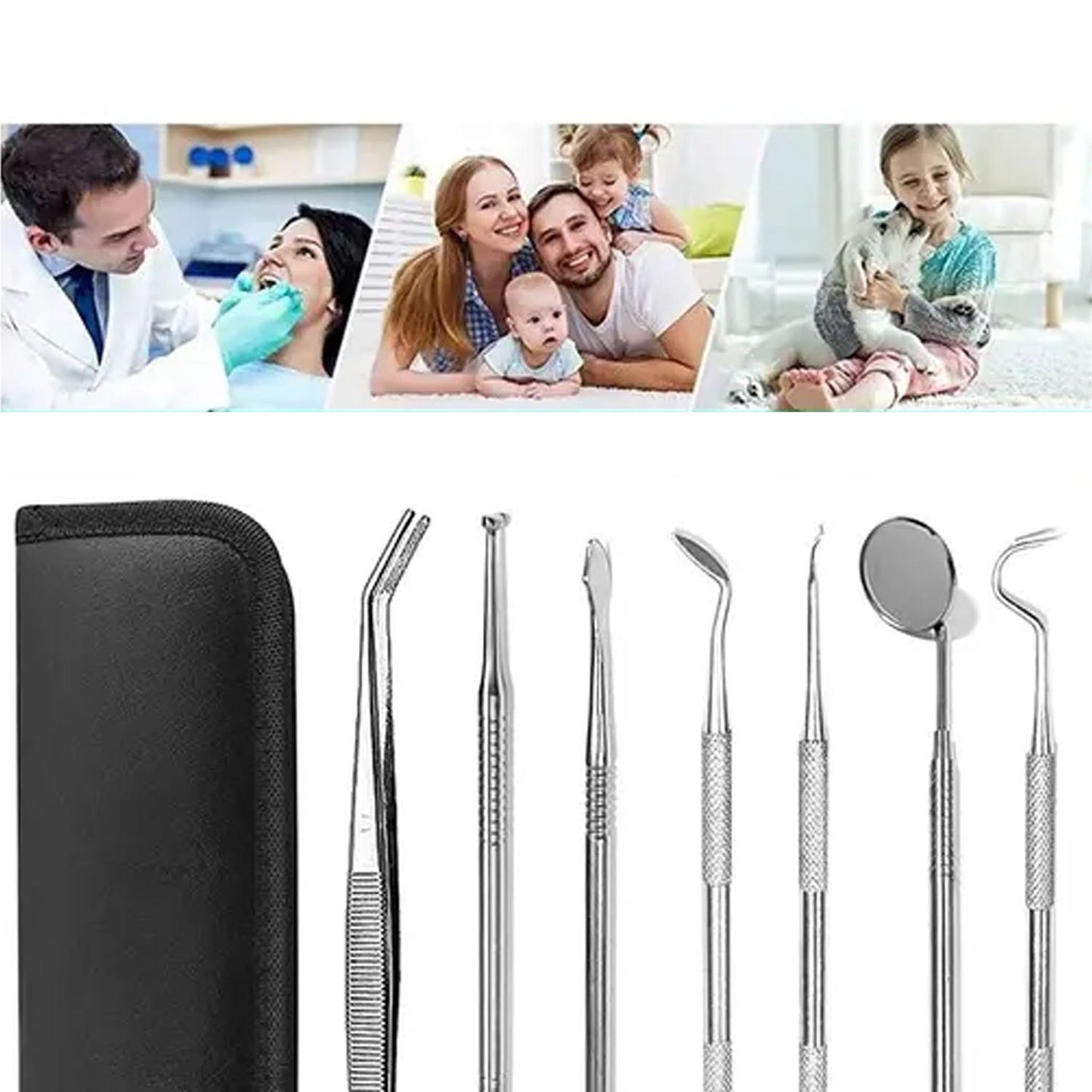 7pcs Dental Hygiene Stainless Tool Kit Dentist Teeth Clean Set