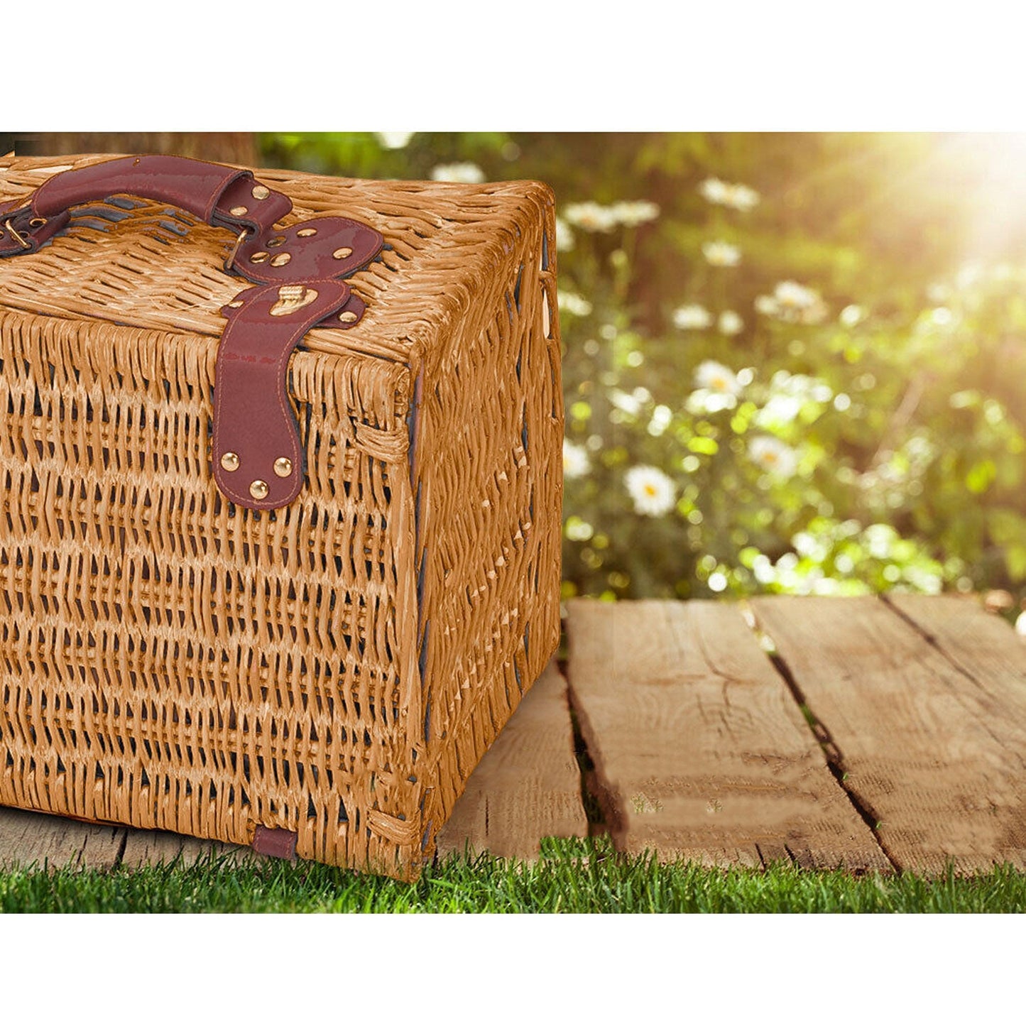 Deluxe Picnic Basket Set for 4 Outdoor Blanket and Willow Storage for Gifts