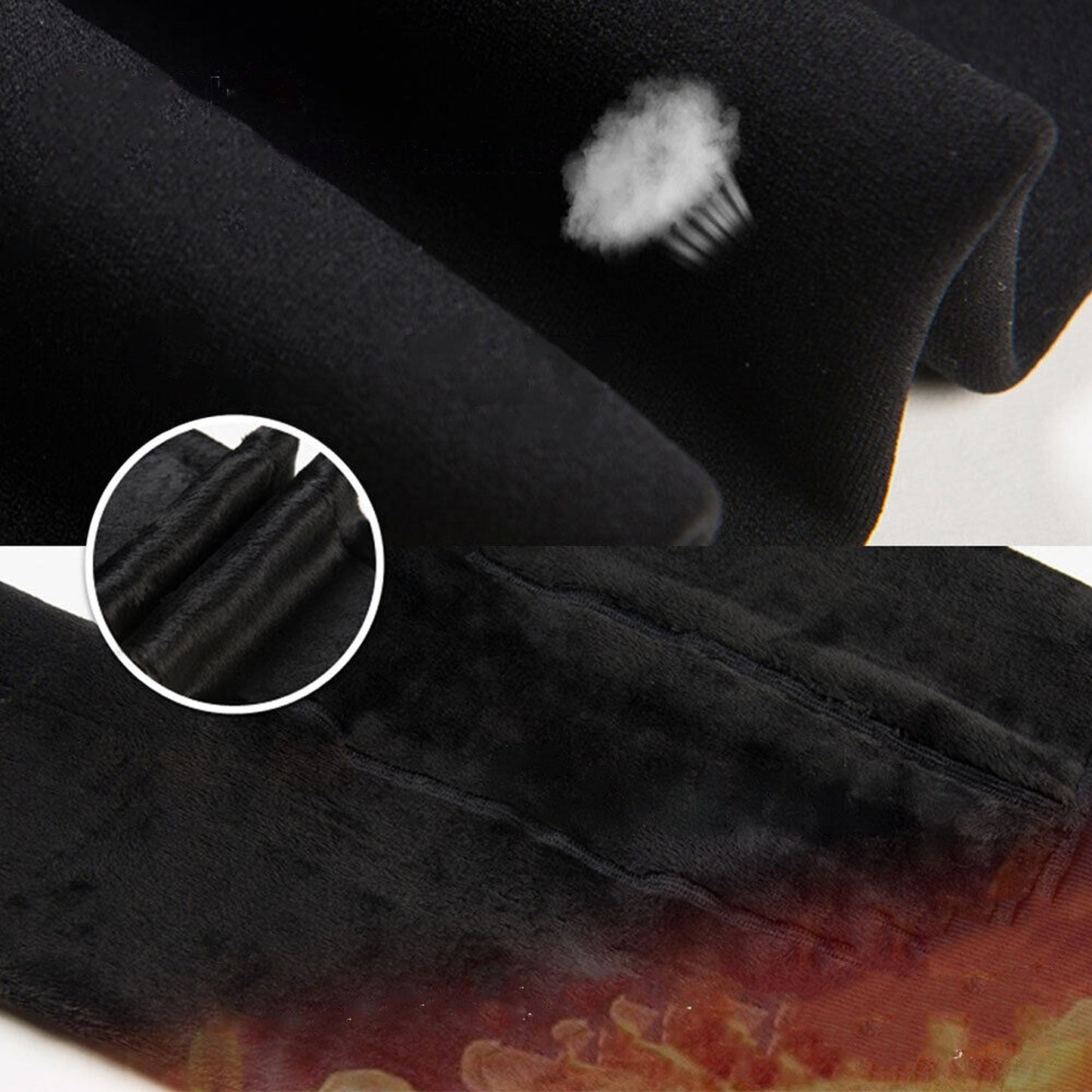 Black Fleece-Lined Thick Winter Leggings Women Warm Stretch Fit Trouser Pants