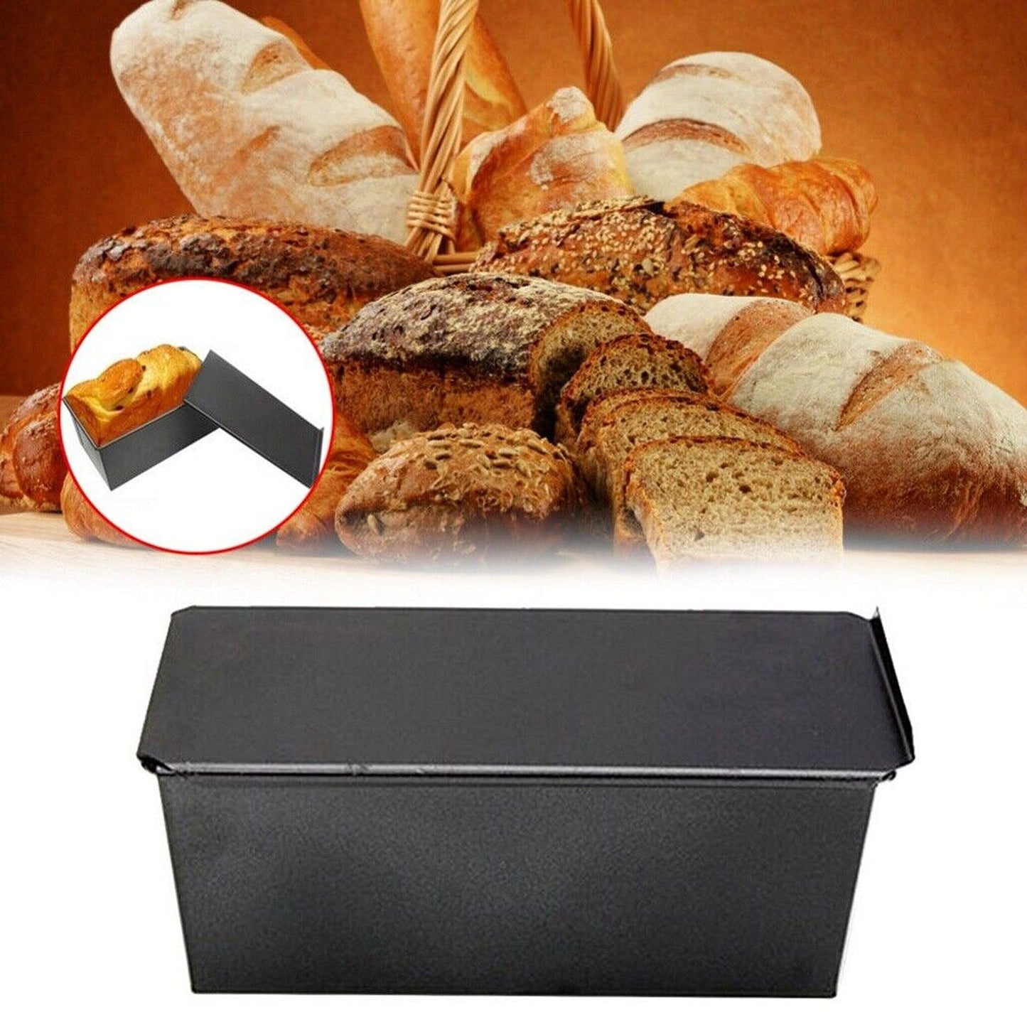 Loaf Bread Baking Mould with Lid Non Stick Toast Box