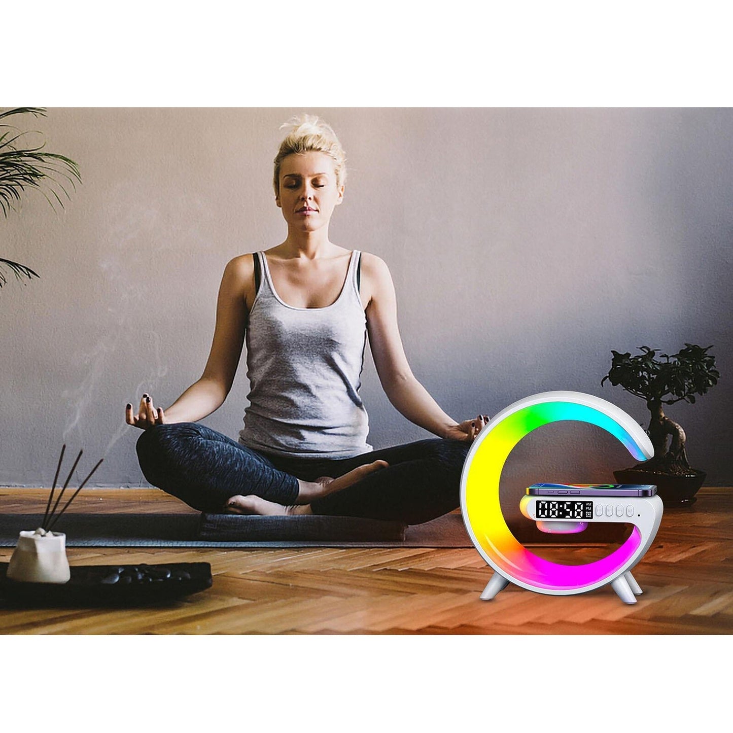 Wireless Charging Base with LED Night Light and Bluetooth Speaker