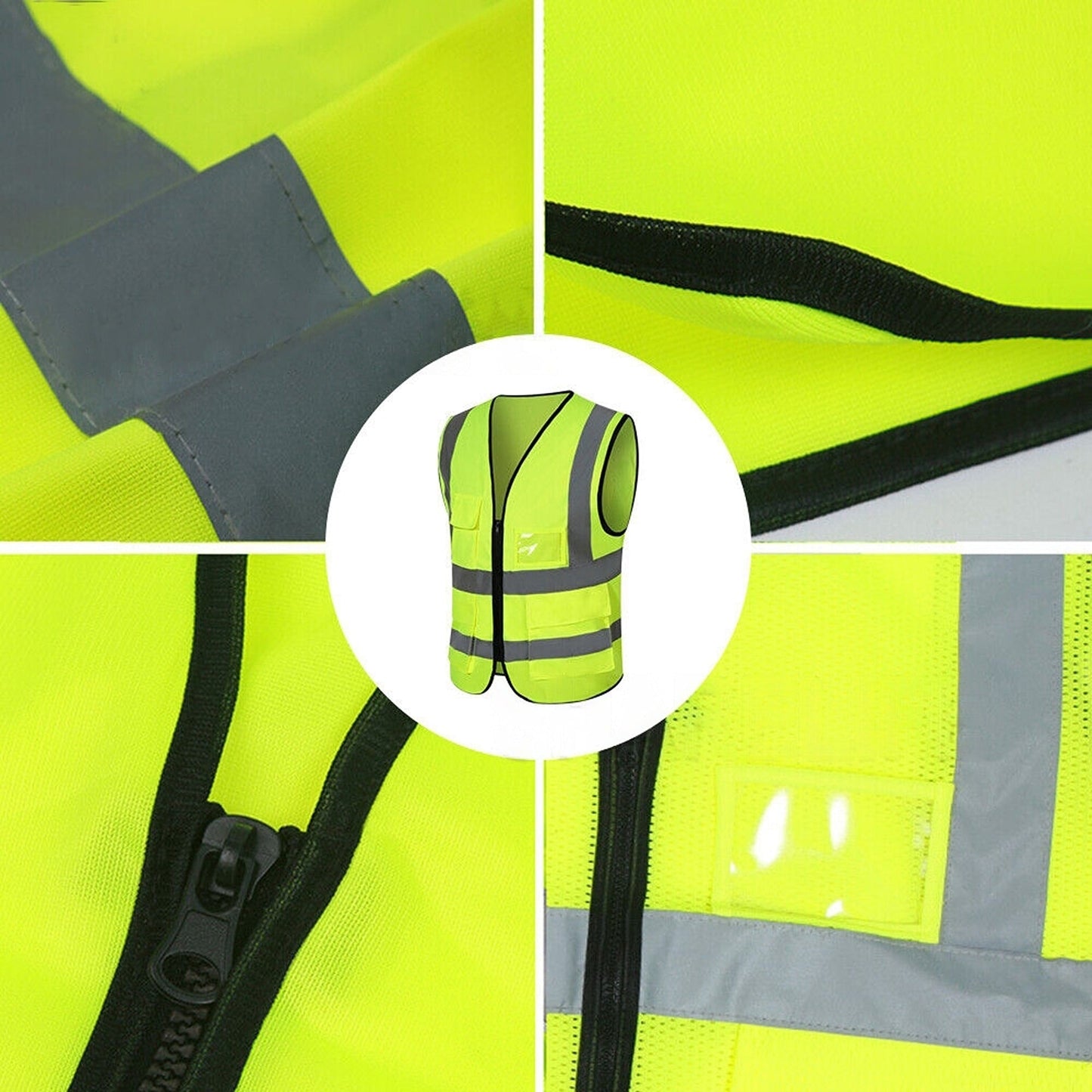 Fluro Green Reflective Safety Vest Night Time Work Essential