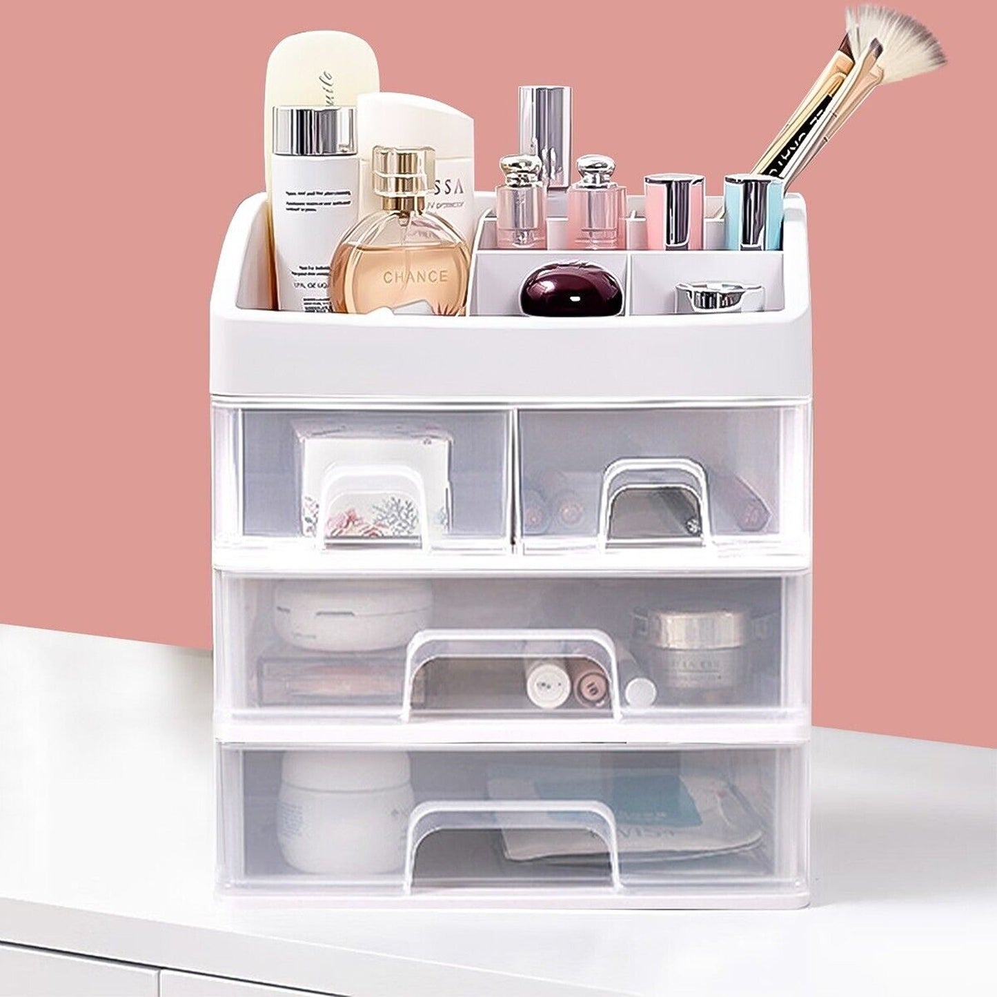 Cosmetic Organizer Box for Desk Drawer Makeup Storage Case
