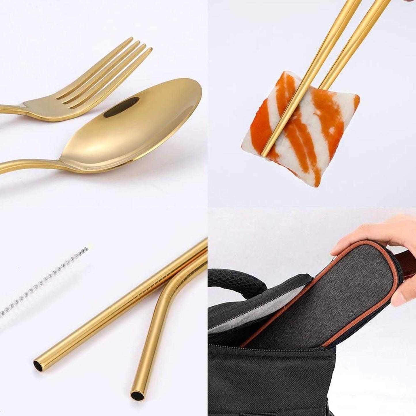8-Piece Portable Stainless Steel Travel and Camping Cutlery Set