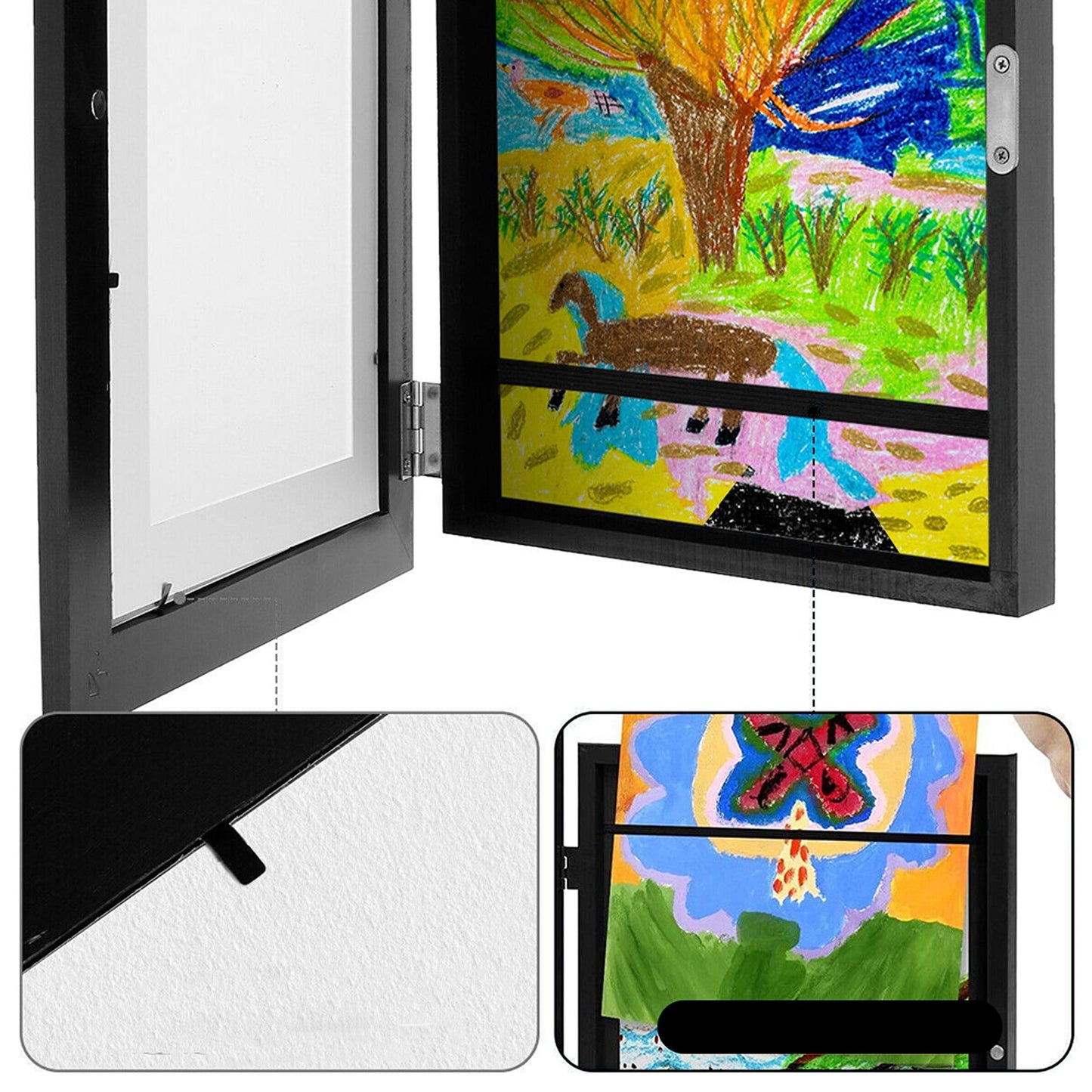 Wooden Art Display Frames Holds 150 Pictures for Art Projects