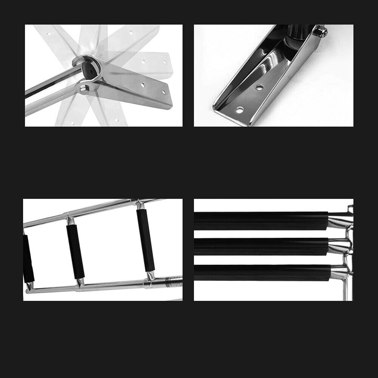 Telescoping Boat Ladder 2-Step Stainless Steel Folding Ladder for Marine Use
