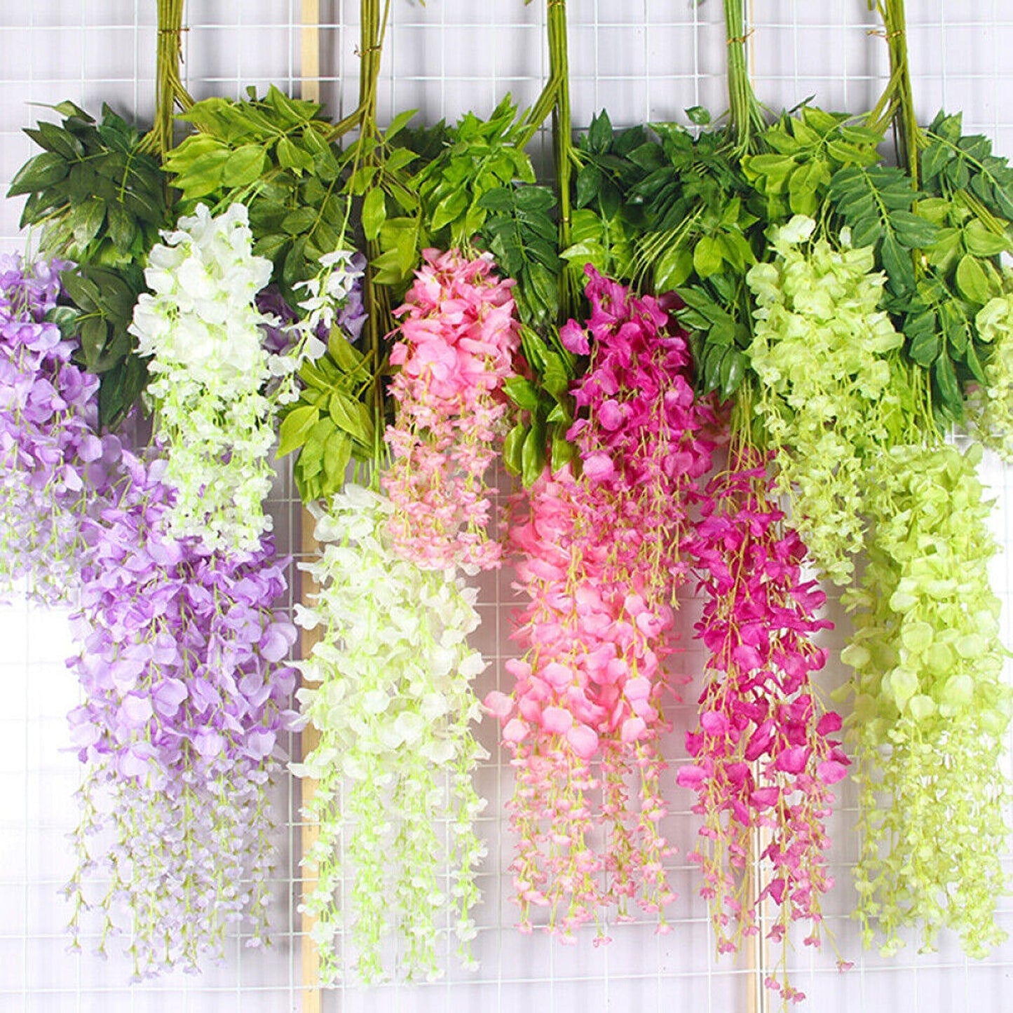 12pcs Silk Wisteria Flower Vine Artificial Garland Leaf Decor for Weddings