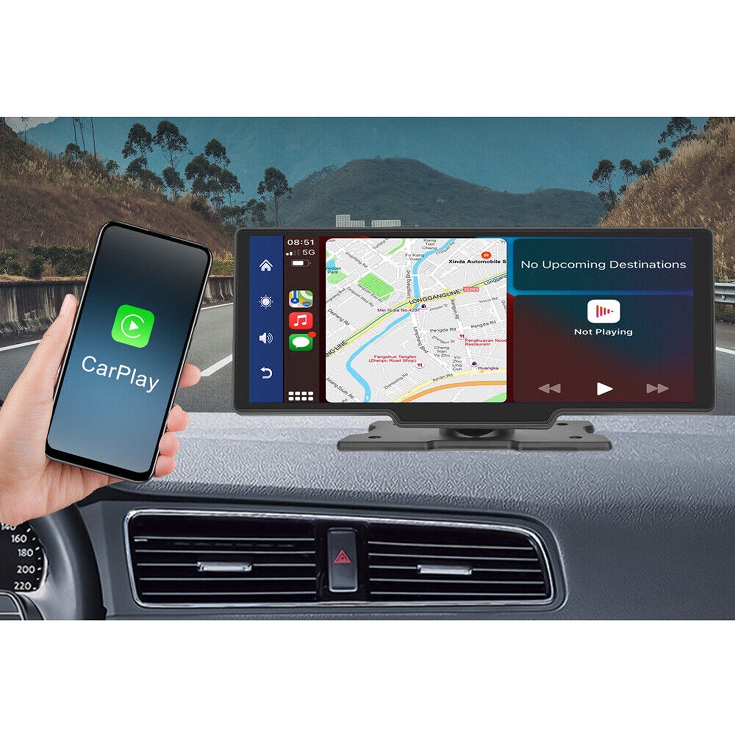 10.26in Touch Screen Car Stereo with Wireless Apple Carplay and Android Auto