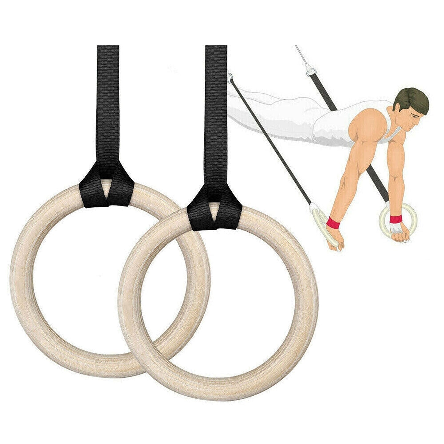 2pcs Adjustable Gymnastic Olympic Rings Set for Home Fitness