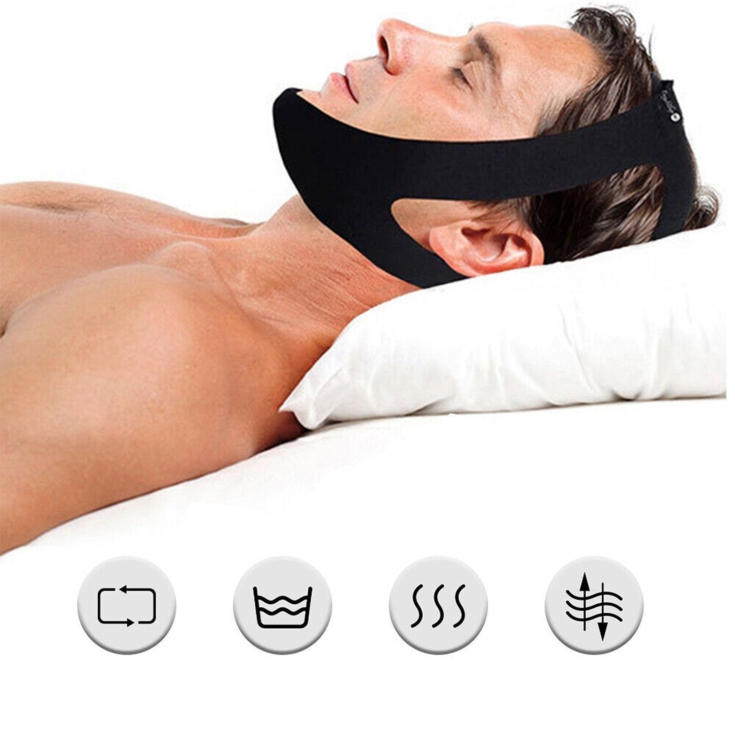 2pcs Anti Snore Chin Strap Jaw Support Belt for Sleep Apnea