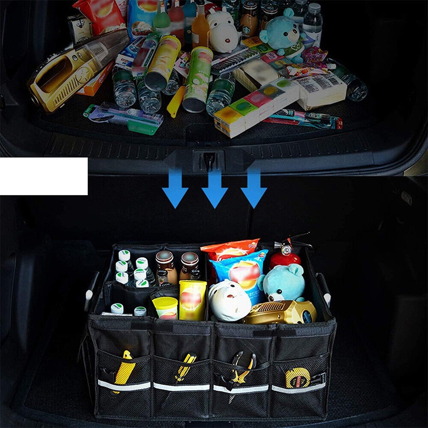 55L Large Trunk Bag Pocket Car Organiser Boot Partition